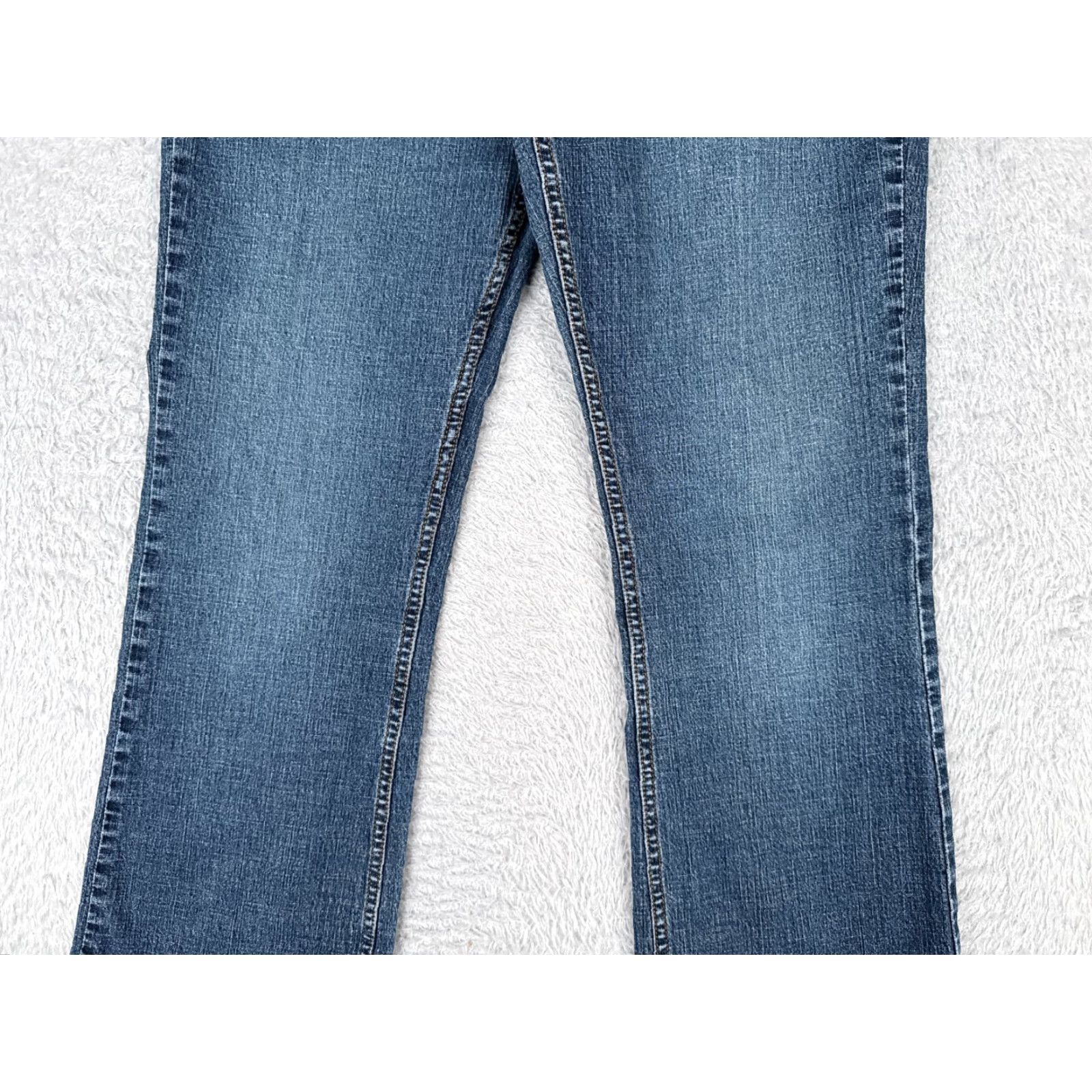 Vintage Bamboo Jeans Womens Jeans Flared Jeans Juniors 11 Blue Denim Mid Rise 25x29 Cowboy Southwestern Designer 90s? Size 32" / US 10 / IT 46 - 3 Thumbnail