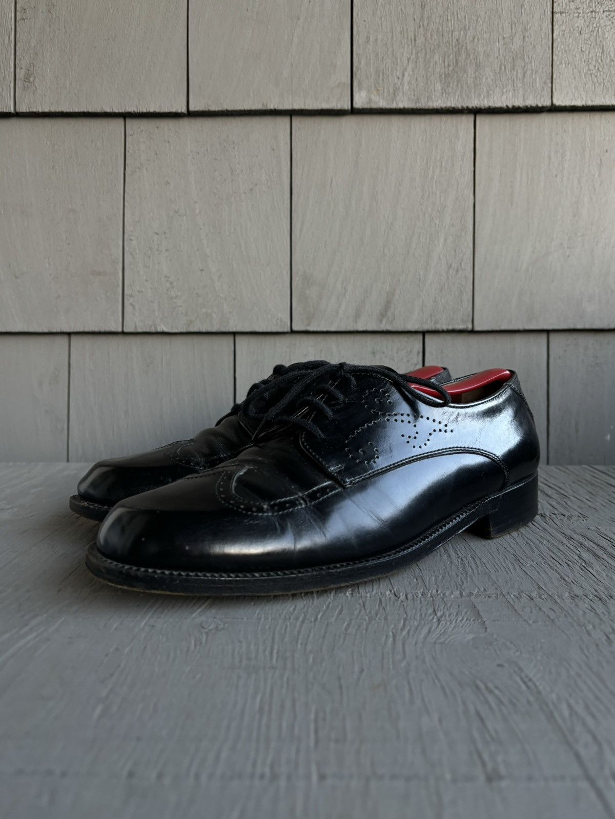 FABI × Vintage Vintage Black Leather Wingtip Derby Shoes Oxford Fabi Mens 8 Size US 8 / EU 41 - 3 Thumbnail