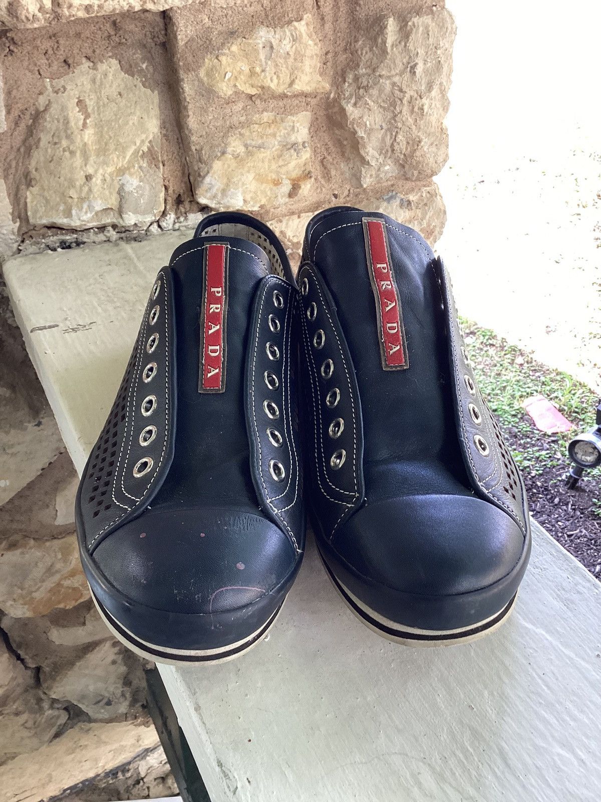 Prada Prada perforated leather sneakers Size US 9.5 / EU 42-43 - 1 Thumbnail