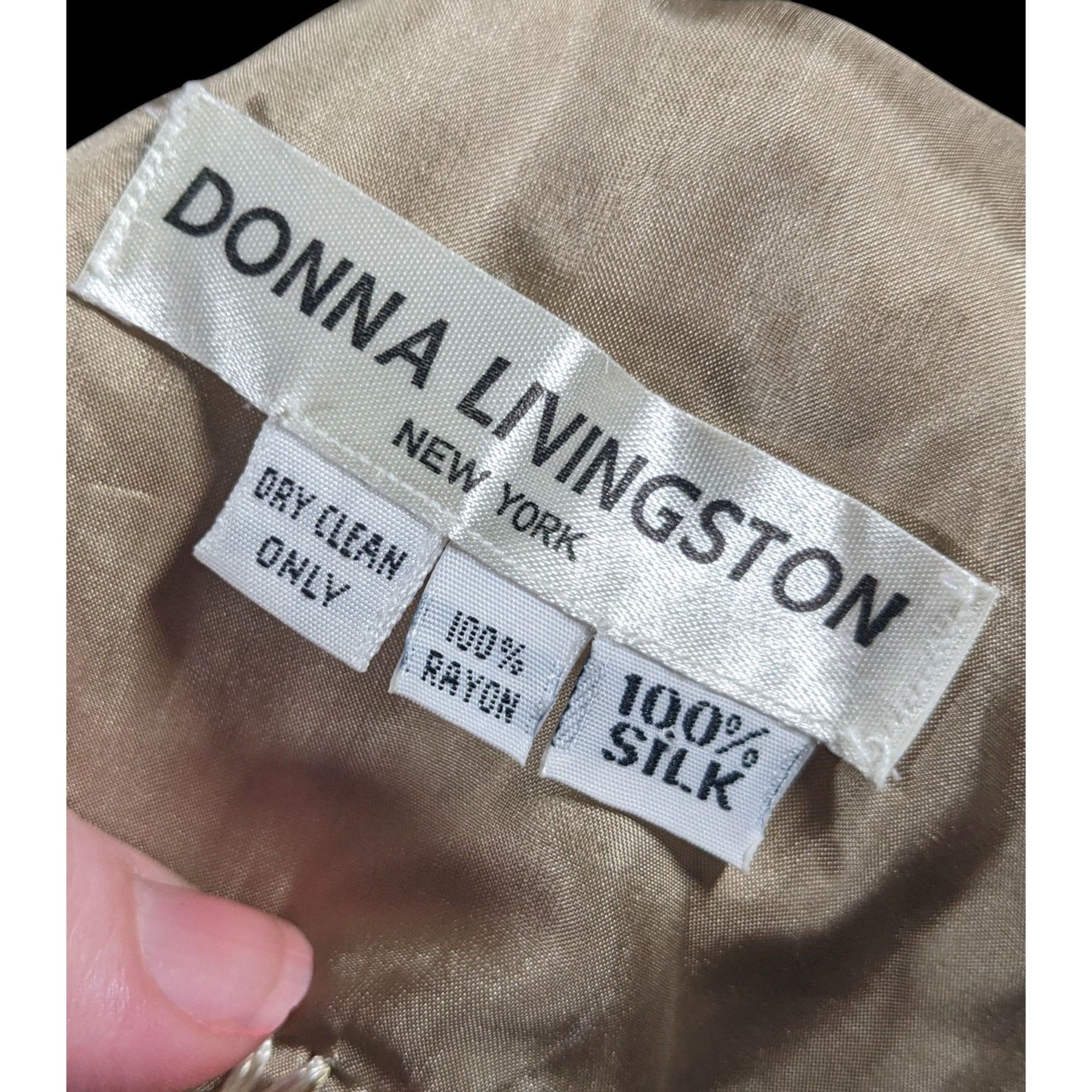 Other Vintage Donna Livingstone Silk Beige Geometric Textured Scar Size ONE SIZE - 6 Thumbnail