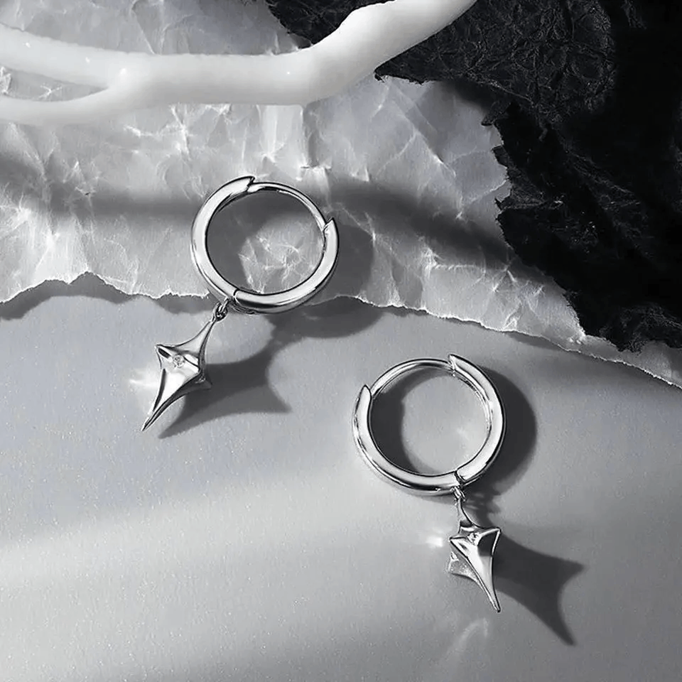 Jewelry Crystal Star Stone Earrings Gothic Punk Chrome Jewelry Spike Size ONE SIZE - 4 Thumbnail