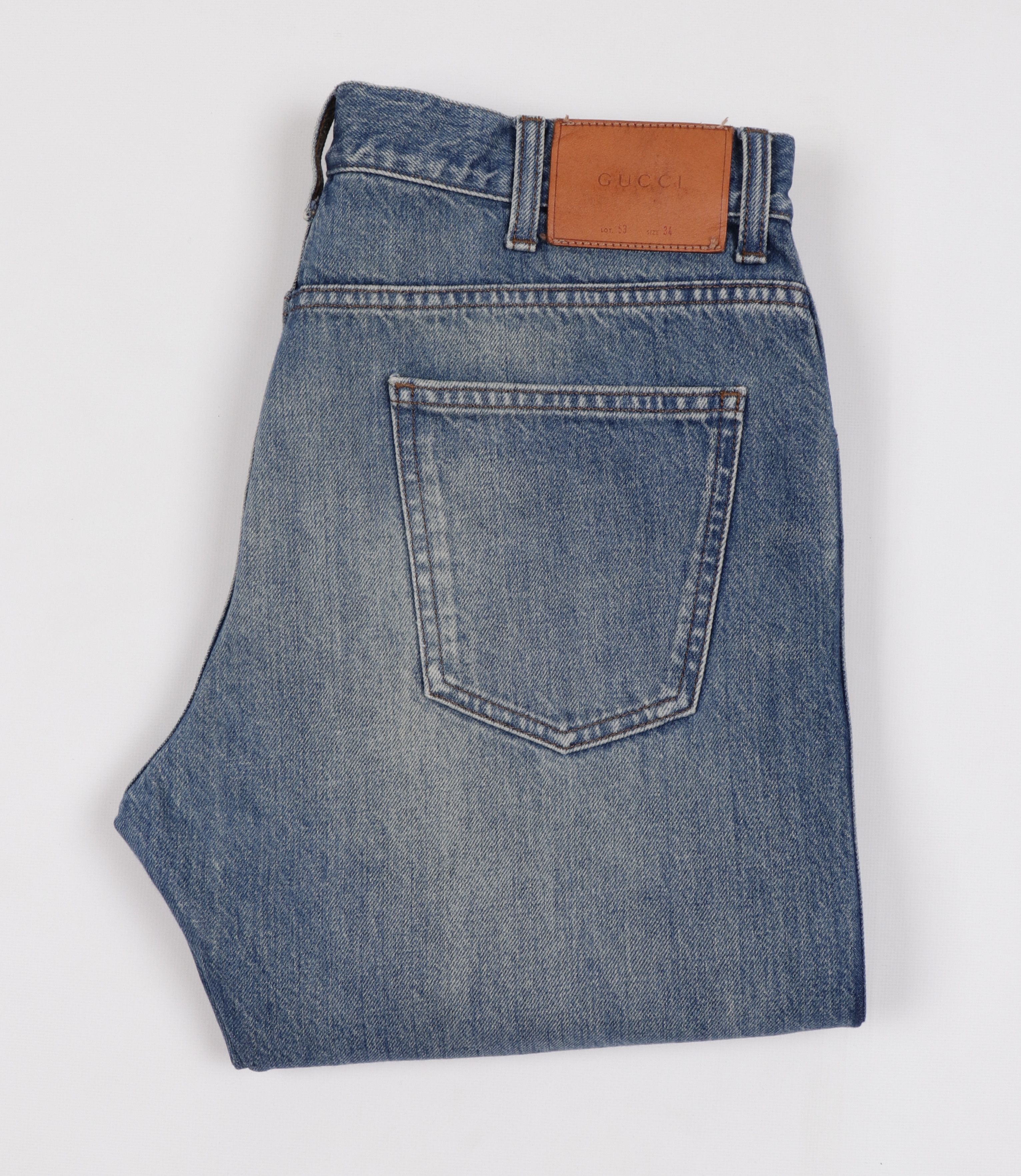 Gucci Men's Gucci Cotton Blue Jeans Web Strap W32" L40" Size US 32 / EU 48 - 17 Thumbnail