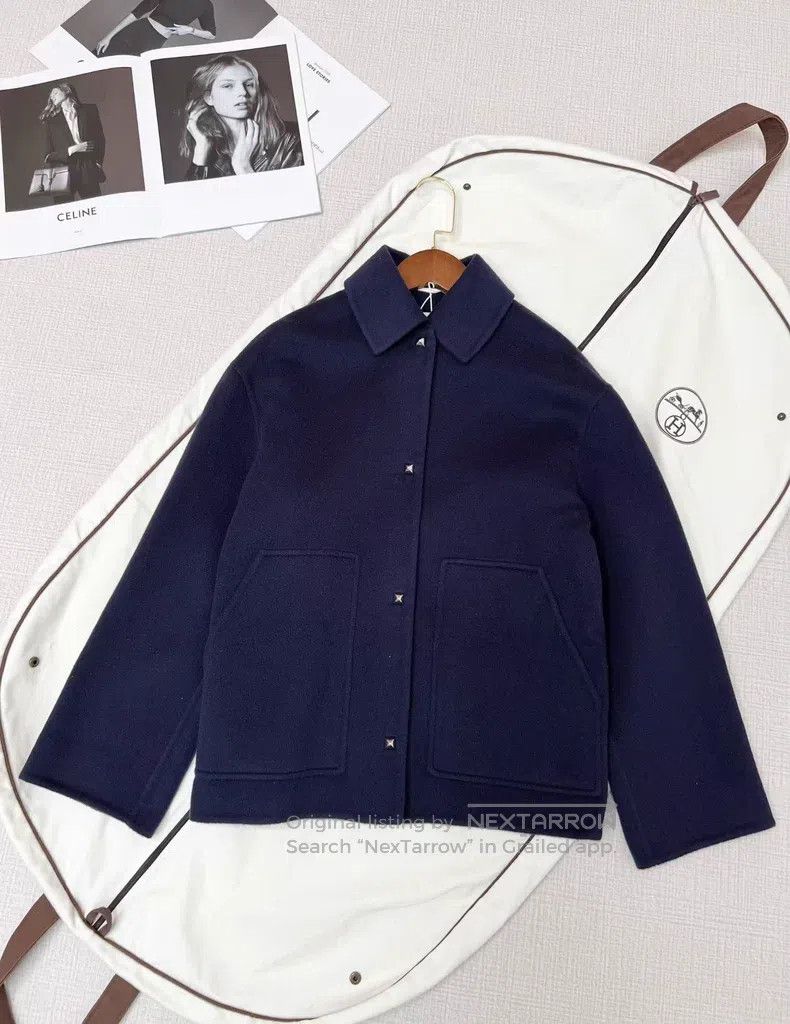 Hermes Hermes Cashmere Studs Button Top Coat Size XXS / US 00 / IT 34 - 1 Thumbnail