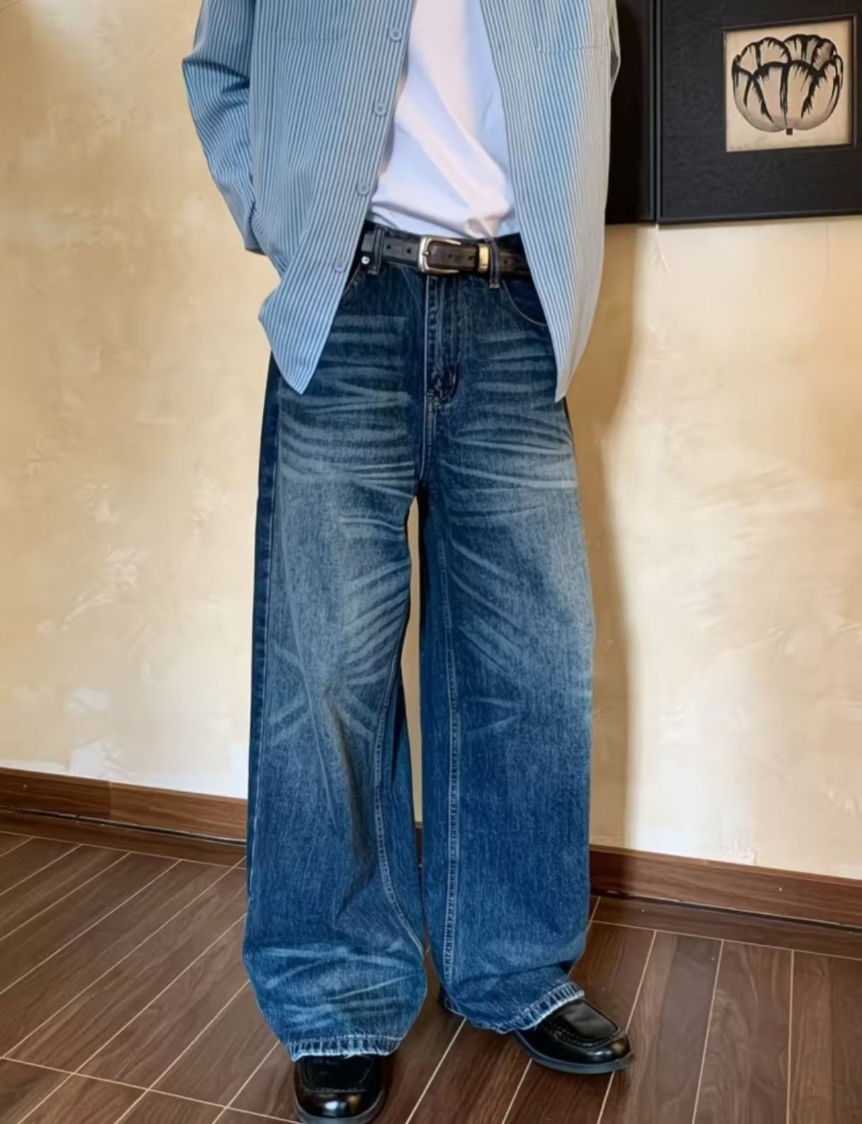 Vintage Blue Vintage Distressed Straight-Leg Casual Jeans Size US 32 / EU 48 - 3 Thumbnail
