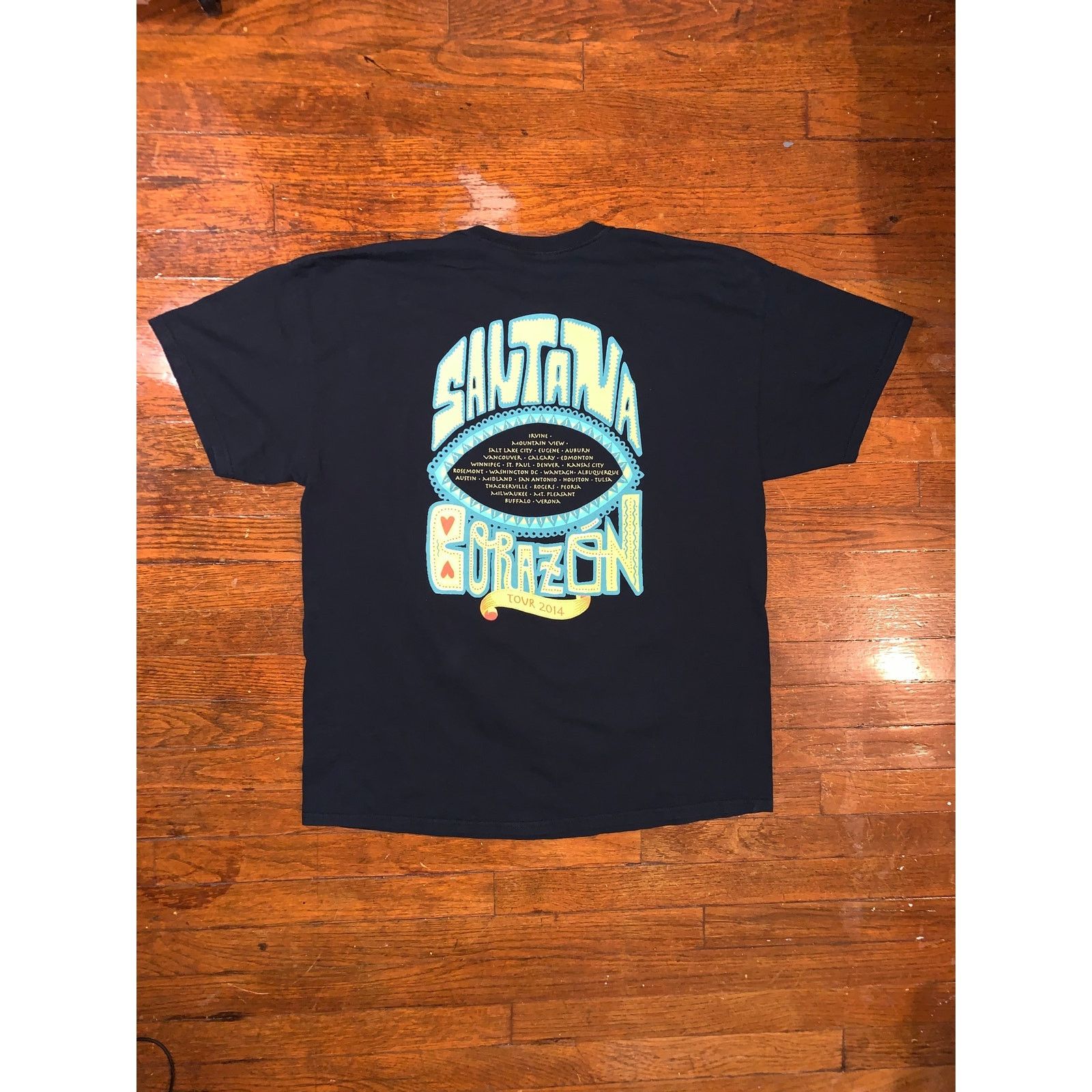 Band Tees Santana Corazon Tour 2014 T Shirt XL Psychedelic Black Size US XL / EU 56 / 4 - 2 Thumbnail