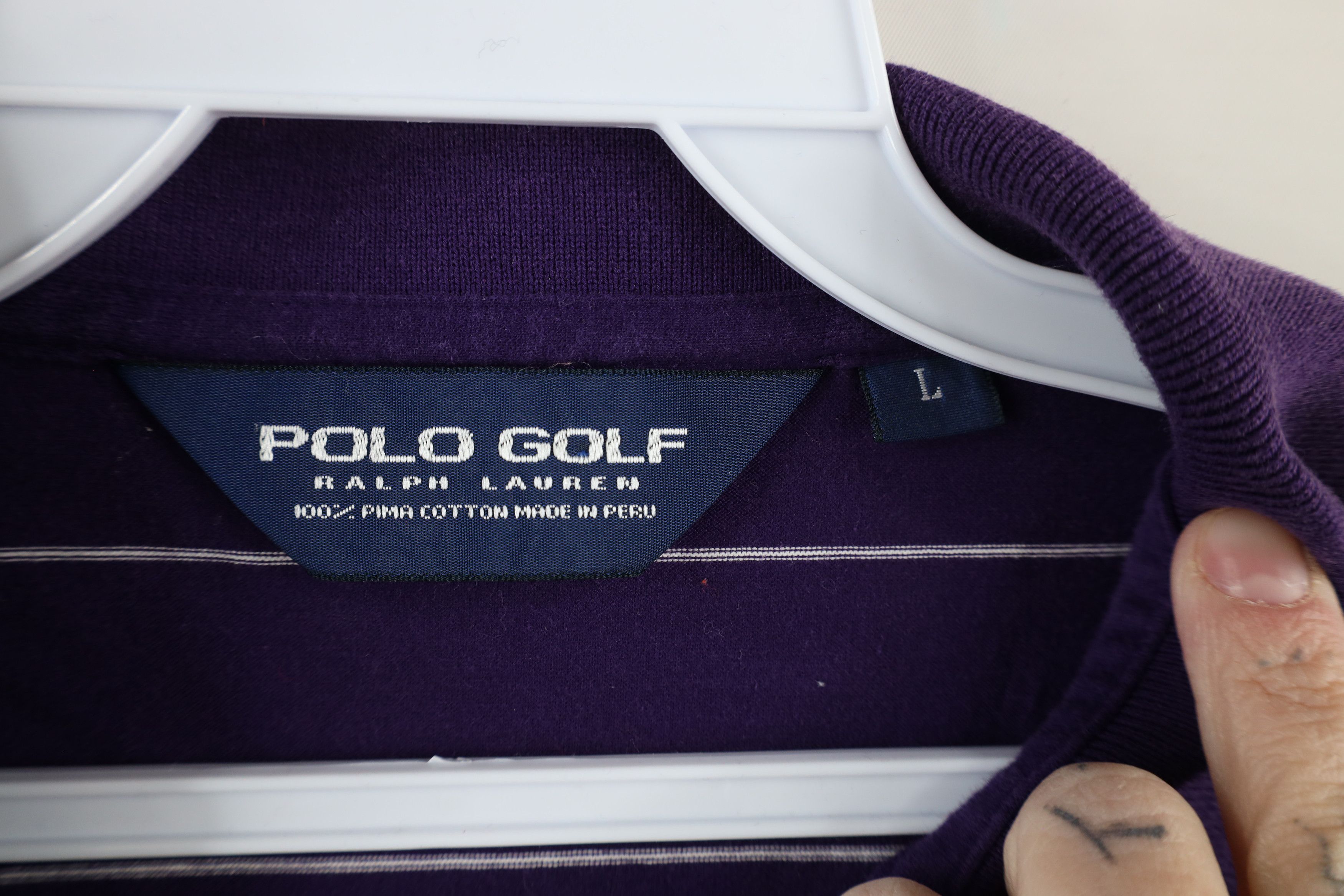 Ralph Lauren Vintage Polo Golf Ralph Lauren Striped Polo Shirt Purple Size US L / EU 52-54 / 3 - 6 Thumbnail