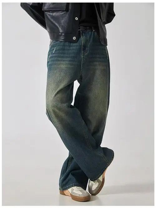 Hypebeast × Japanese Brand × Jean Loose straight-leg washed distressed dark blue vintage jeans Size US 32 / EU 48 - 2 Thumbnail