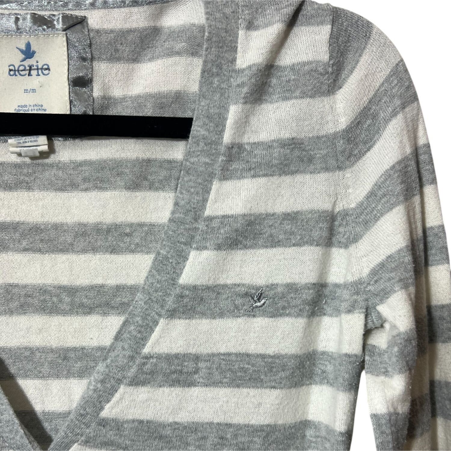 Other Y2K Aerie Grey/White Striped Long Sleeve Size M / US 6-8 / IT 42-44 - 2 Thumbnail