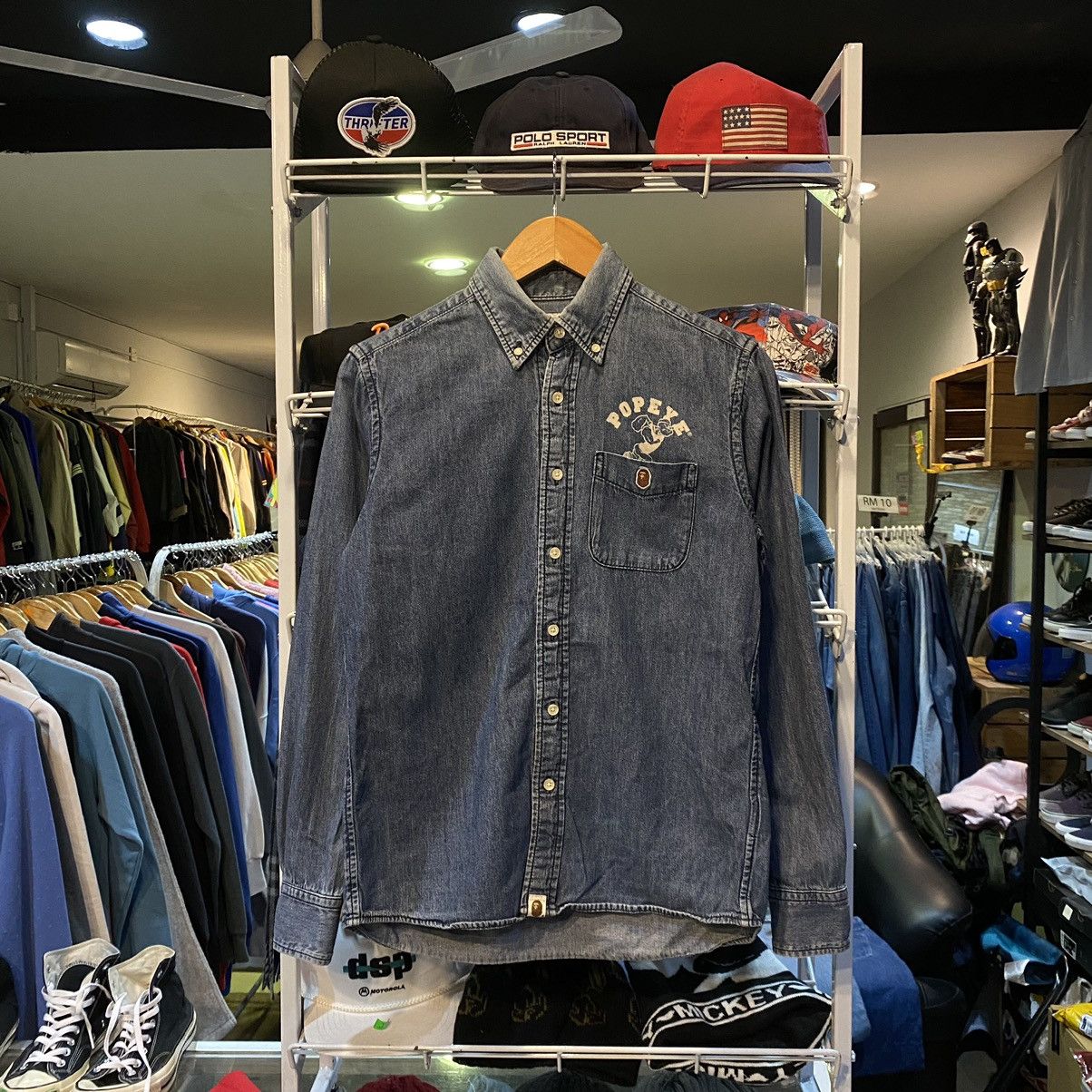 Bape FINAL PRICE Bape x Popeye Chambray BD Shirt Size US S / EU 44-46 / 1 - 2 Thumbnail