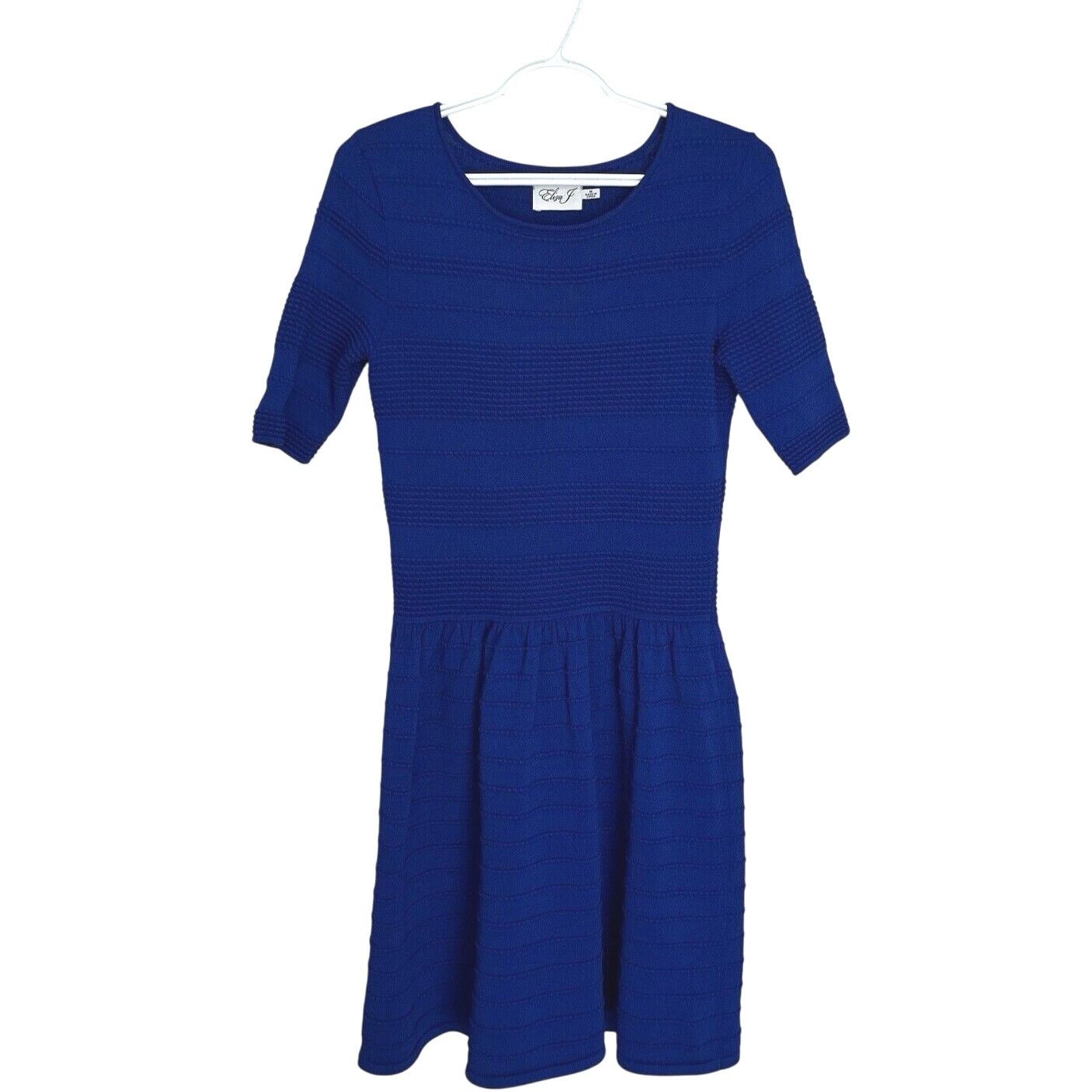 Nordstrom Eliza J | Royal Blue Fit & Flare Sweater Midi Dress Textured Size M / US 6-8 / IT 42-44 - 1 Thumbnail