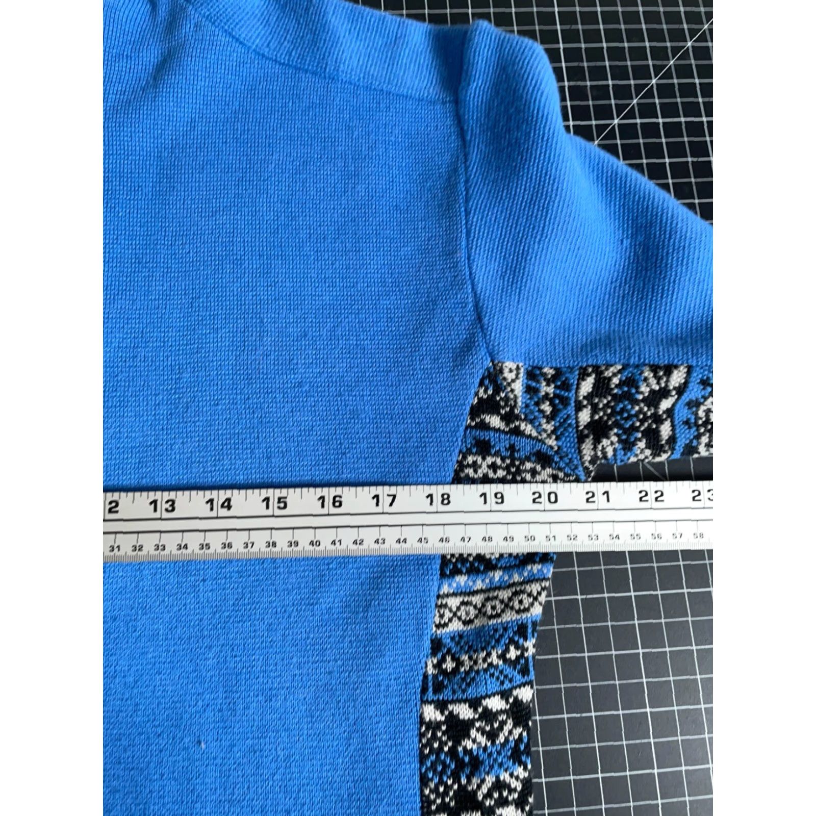 Obermeyer VINTAGE Obermeyer Women's XL Blue Black Panel 1/4 Zip Fair Isle Trim Wool Blend Sweater Pullover Knit Ski Size XL / US 12-14 / IT 48-50 - 5 Thumbnail