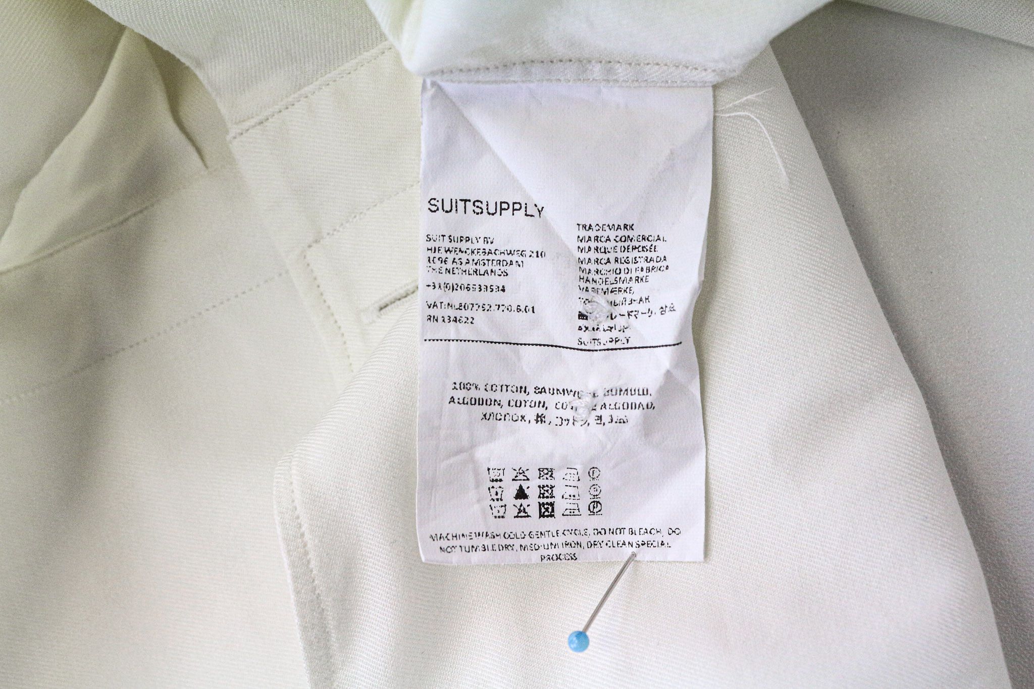 Suitsupply M Slim Fit Off-White Cotton Long Sleeve Shirt 79225 Size US M / EU 48-50 / 2 - 5 Thumbnail
