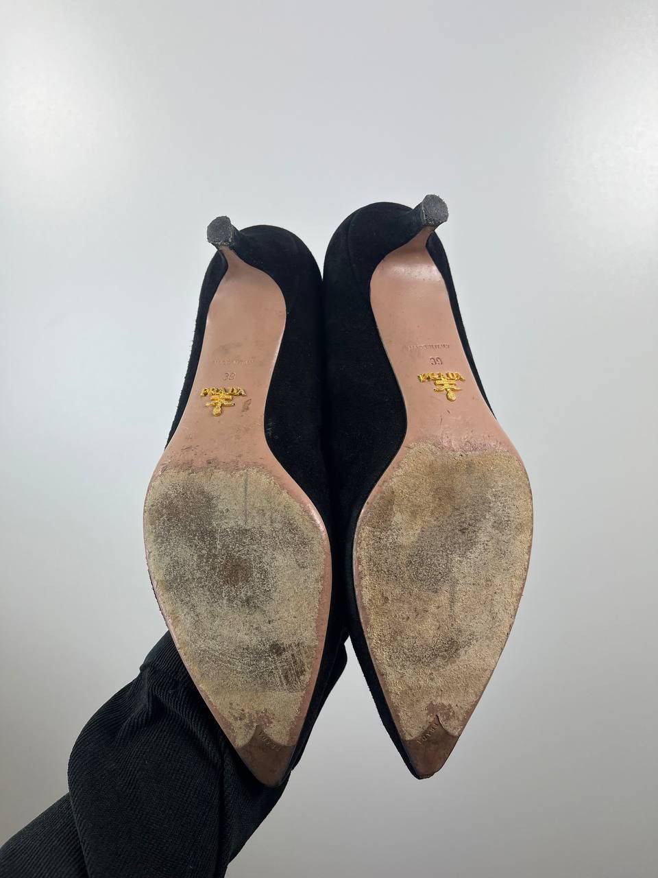 Prada Prada Black Suede Pointed Toe Ballet Flats Womens Size 39 Size US 9 / IT 39 - 6 Thumbnail