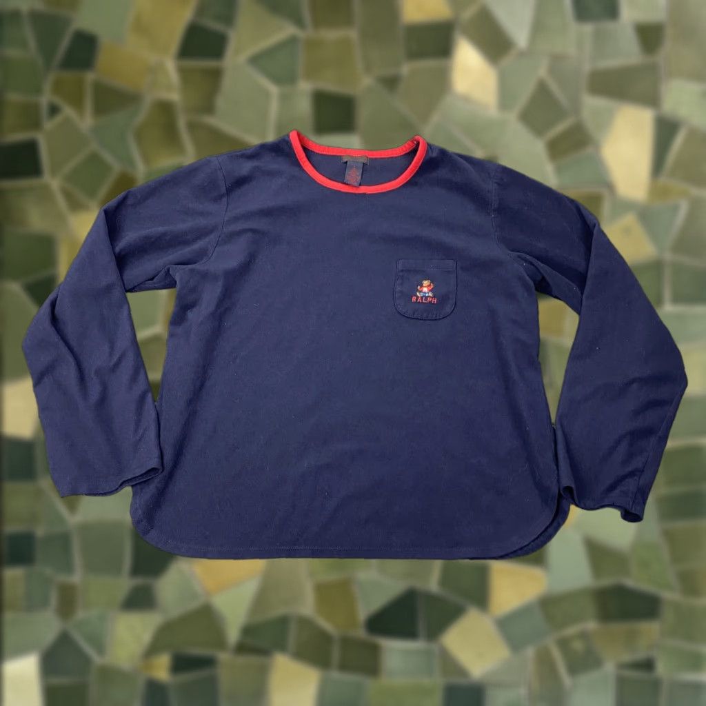 Ralph Lauren Ralph Lauren Pajama Top Boys L Navy Bear Pocket Lounge Sleep Shirt Size US L / EU 52-54 / 3 - 1 Thumbnail