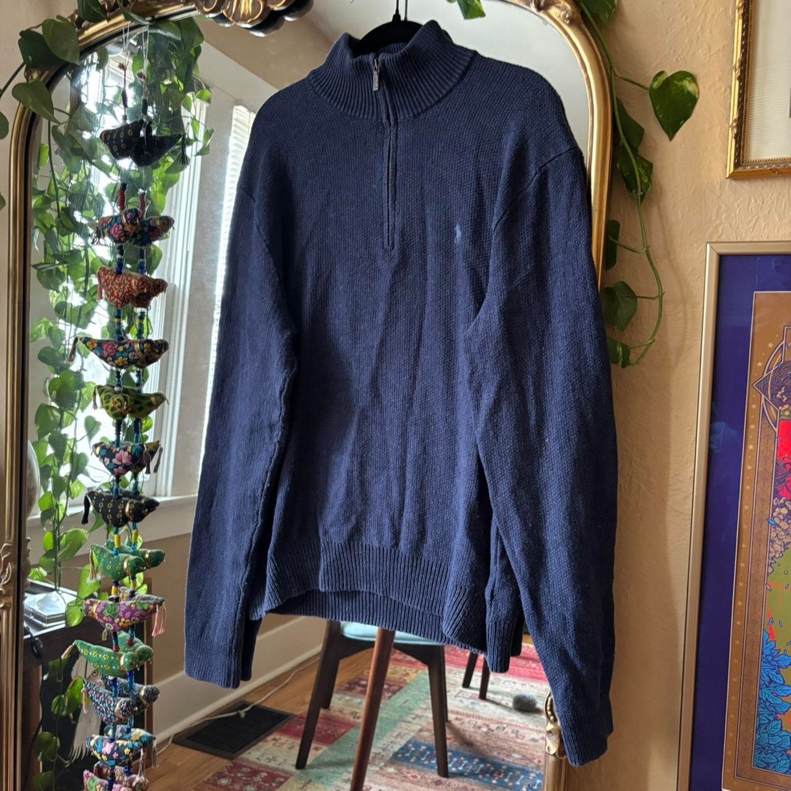 Polo Ralph Lauren Vintage Polo by Ralph Lauren Navy Blue 3/4 Zip Sweater Large Size US L / EU 52-54 / 3 - 6 Thumbnail