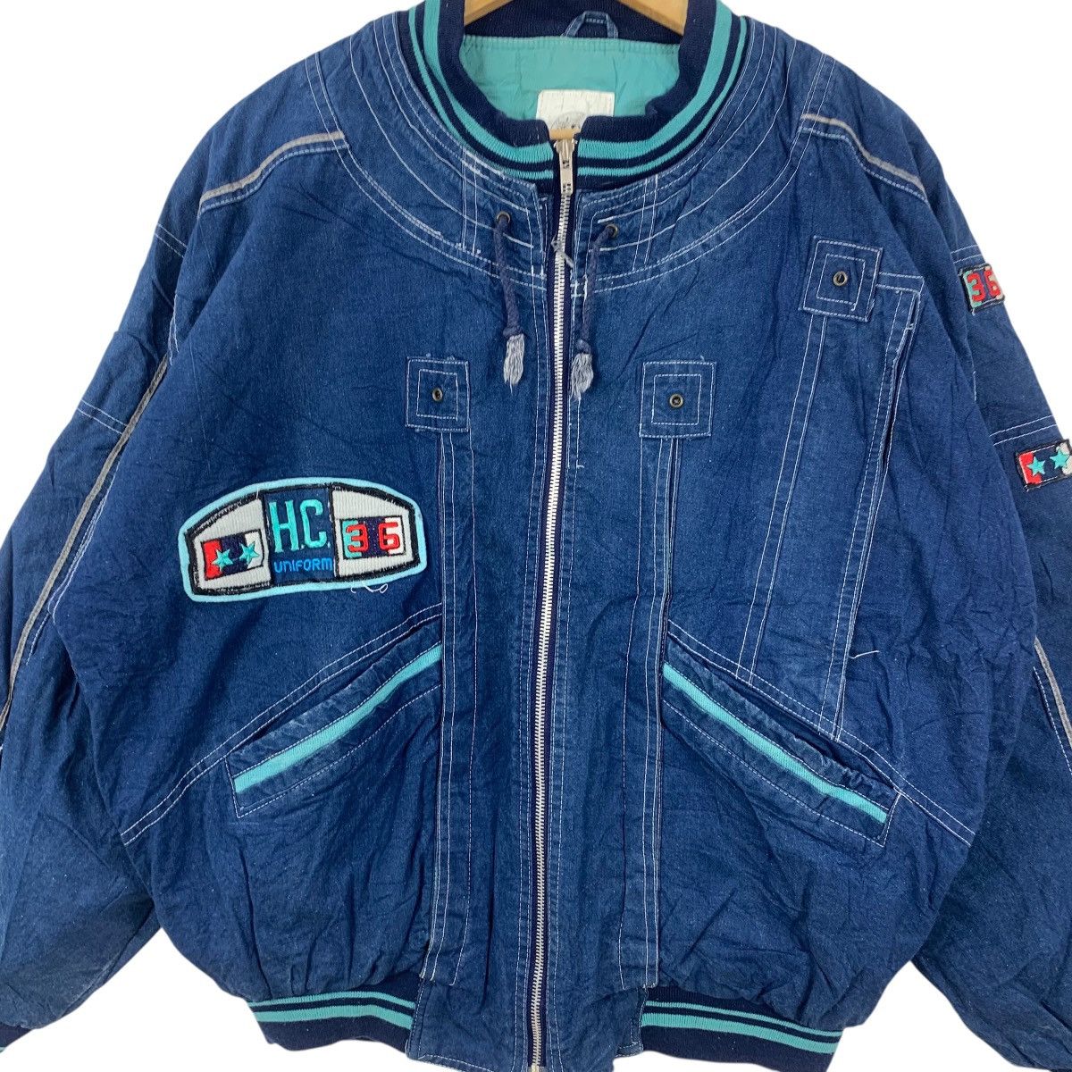Vintage Vintage HOT CREW INTERNATIONAL Racing Team Denim Jacket Size US M / EU 48-50 / 2 - 6 Thumbnail