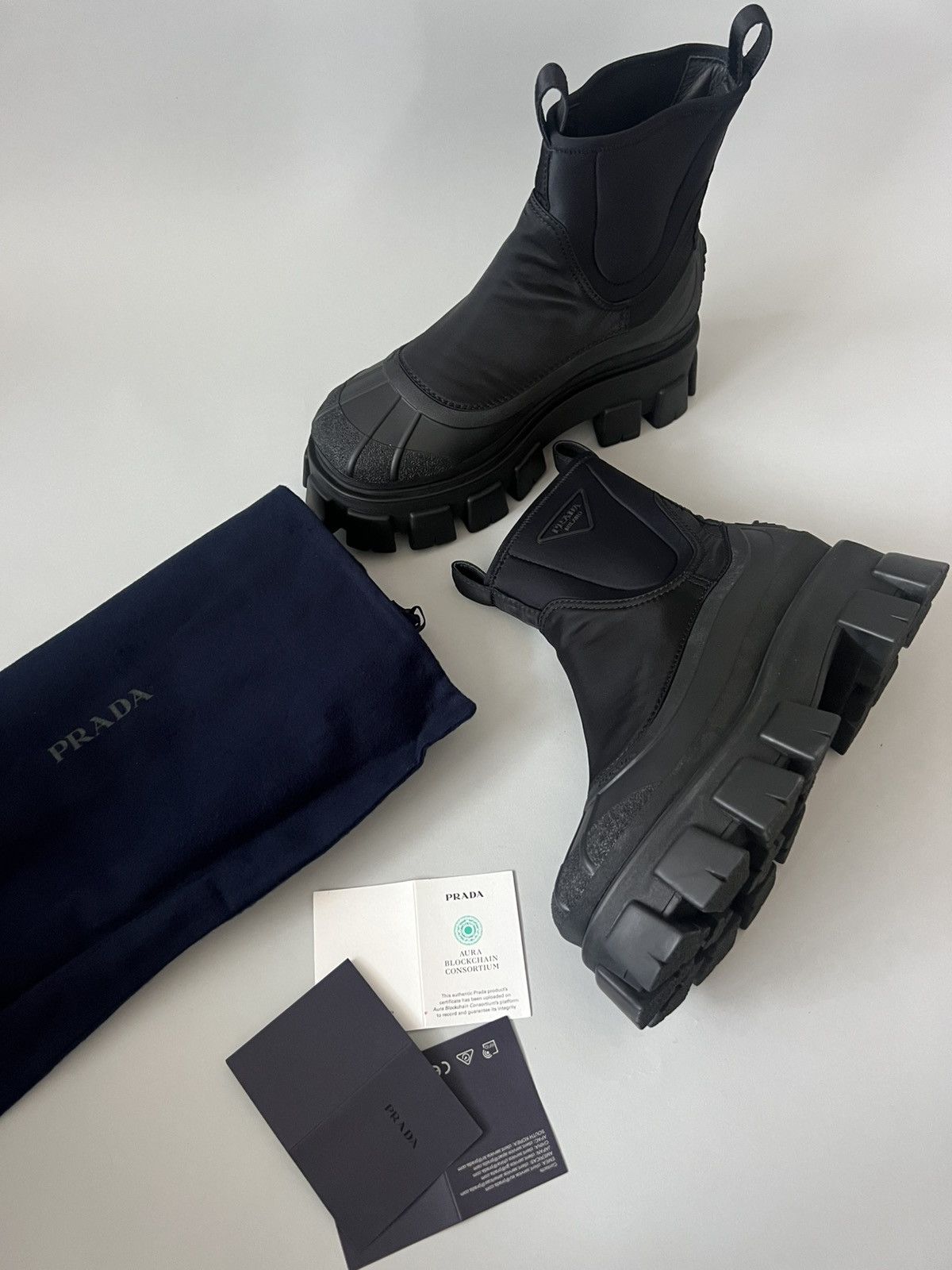 Prada $2.3K VALUE Monolith Re-Nylon Gabardine Boots Size US 11.5 / EU 44-45 - 9 Thumbnail
