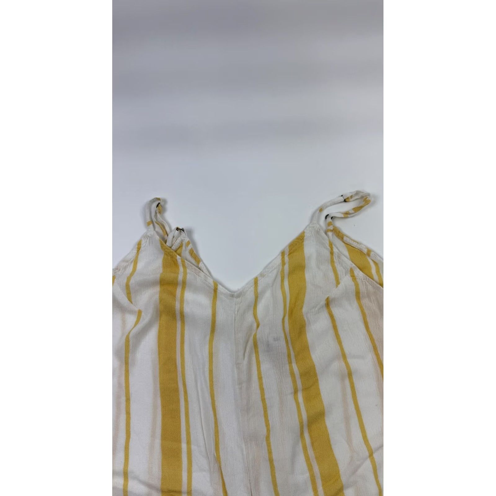 Billabong Billabong Womens Wide-Leg Beach Jumpsuit - Large Yellow White Stripes Tie - Woven Size 28" / US 6 / IT 42 - 3 Thumbnail
