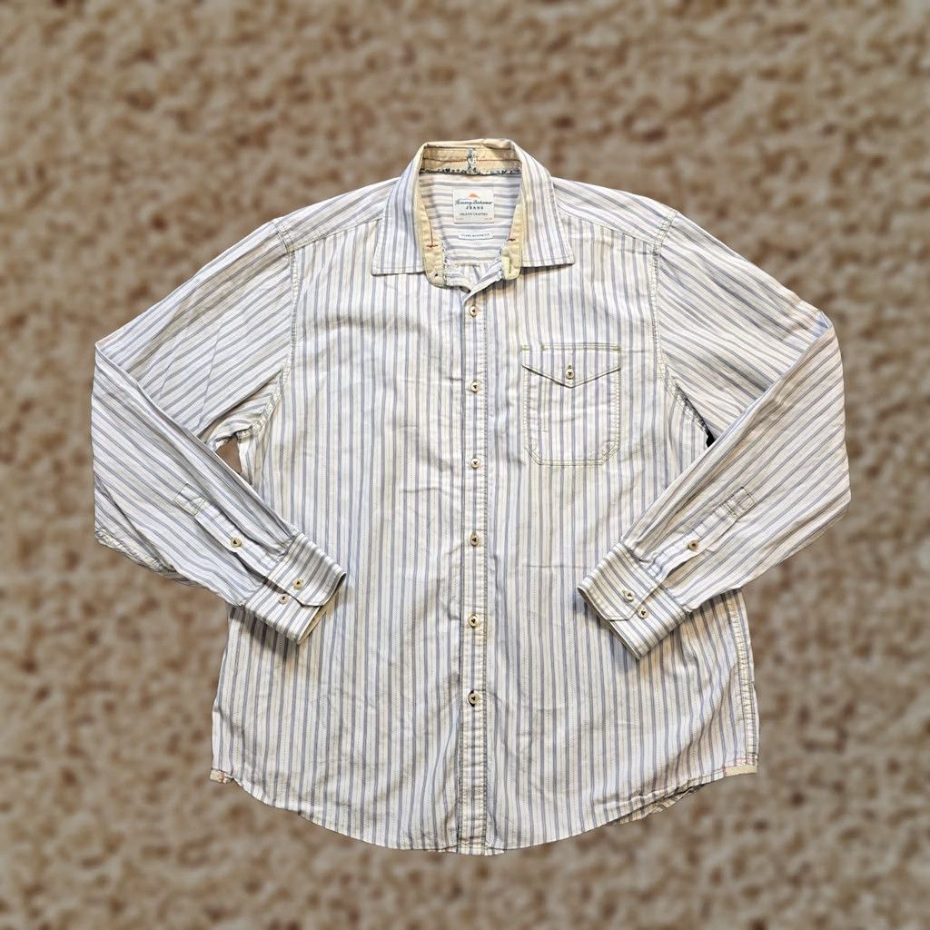 Tommy Bahama Tommy Bahama Shirt Mens Large White Blue Stripe Modern Fit Button Long Sleeve Shirt Size US L / EU 52-54 / 3 - 1 Thumbnail