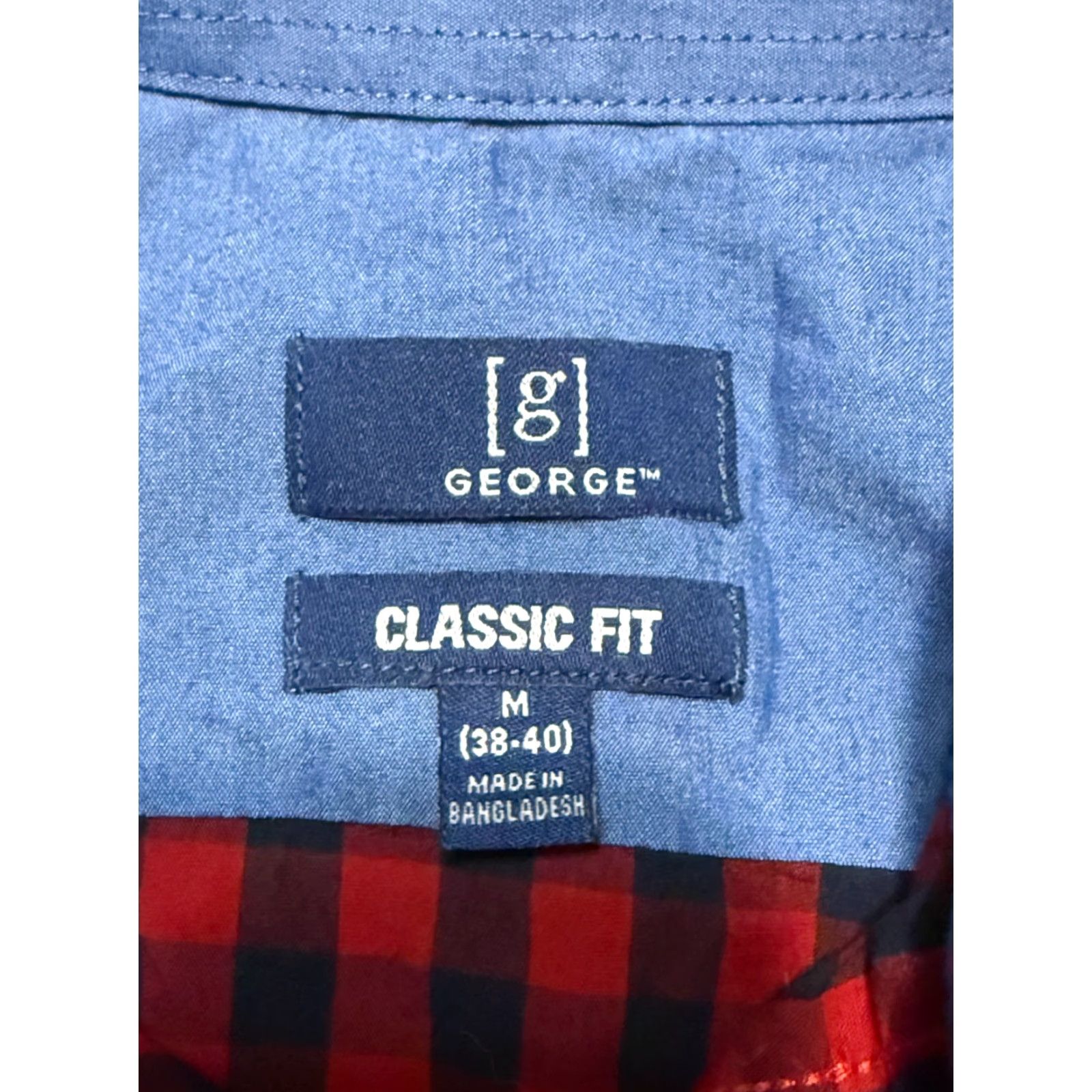 George George Shirt Men’s Medium Red Black Long Sleeve Button Up Shirt Classic Fit Size US M / EU 48-50 / 2 - 5 Thumbnail