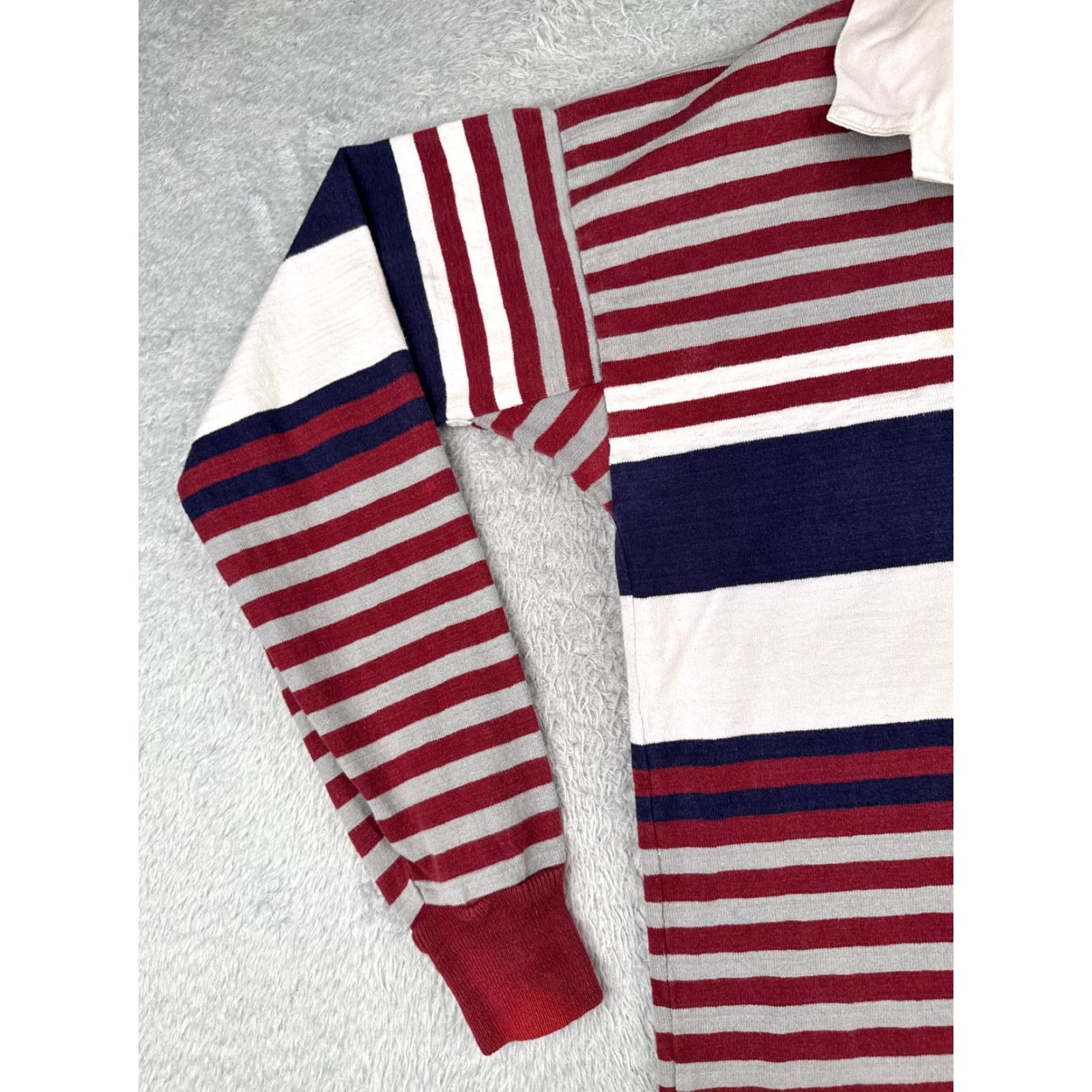 Lands' End Lands End Polo Shirt Men XL Red Blue Gray Stripe Long Sleeve Size US XL / EU 56 / 4 - 3 Thumbnail