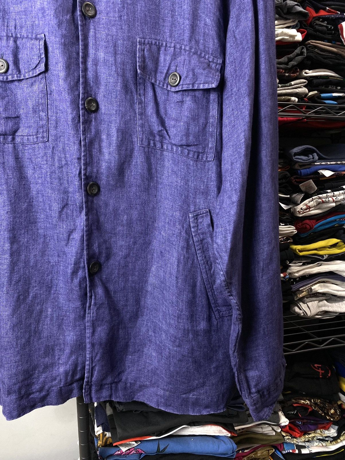 Eton Vintage French Style Eton Linen Twill Overshot Shirt Size US XL / EU 56 / 4 - 4 Thumbnail