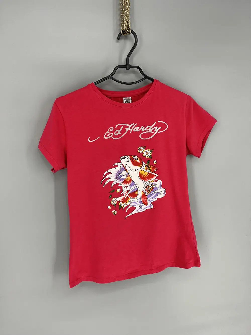 Christian Audigier Vintage Ed Hardy Women’s Rhinestones T-Shirt Size XL / US 12-14 / IT 48-50 - 2 Thumbnail