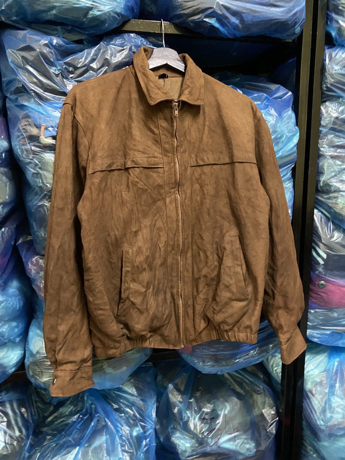 Other Vintage Brown Suede Bomber Jacket - Classic 90s Minimalist Size US L / EU 52-54 / 3 - 3 Thumbnail