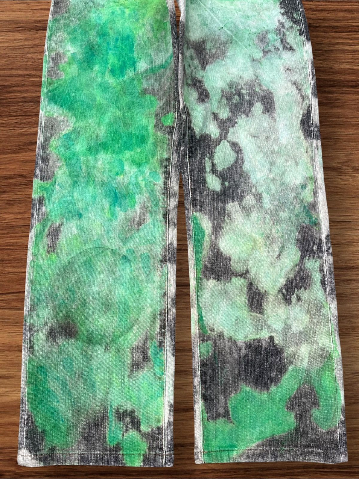 Vintage × Wrangler Vintage Wrangler Green Paint Tye Die Straight Leg Jeans Size US 28 / EU 44 - 9 Thumbnail