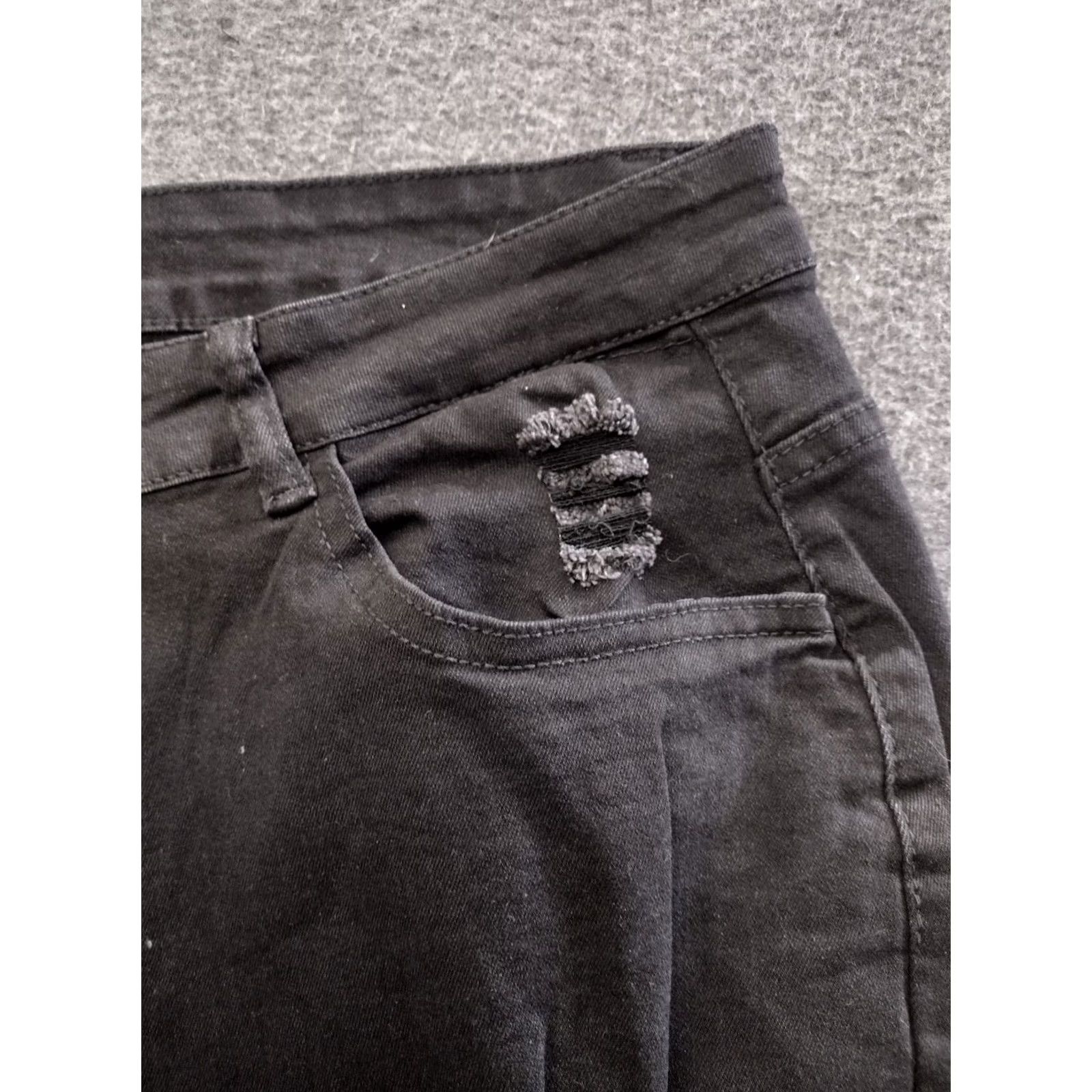 Vintage Unbranded Women's Hipster Jeans Distressed Black Plus XXL Flared Denim 5-Pocket High Rise Stretch Baggy Mens Womens Boys Girls Size 40" / US 18 - 7 Thumbnail