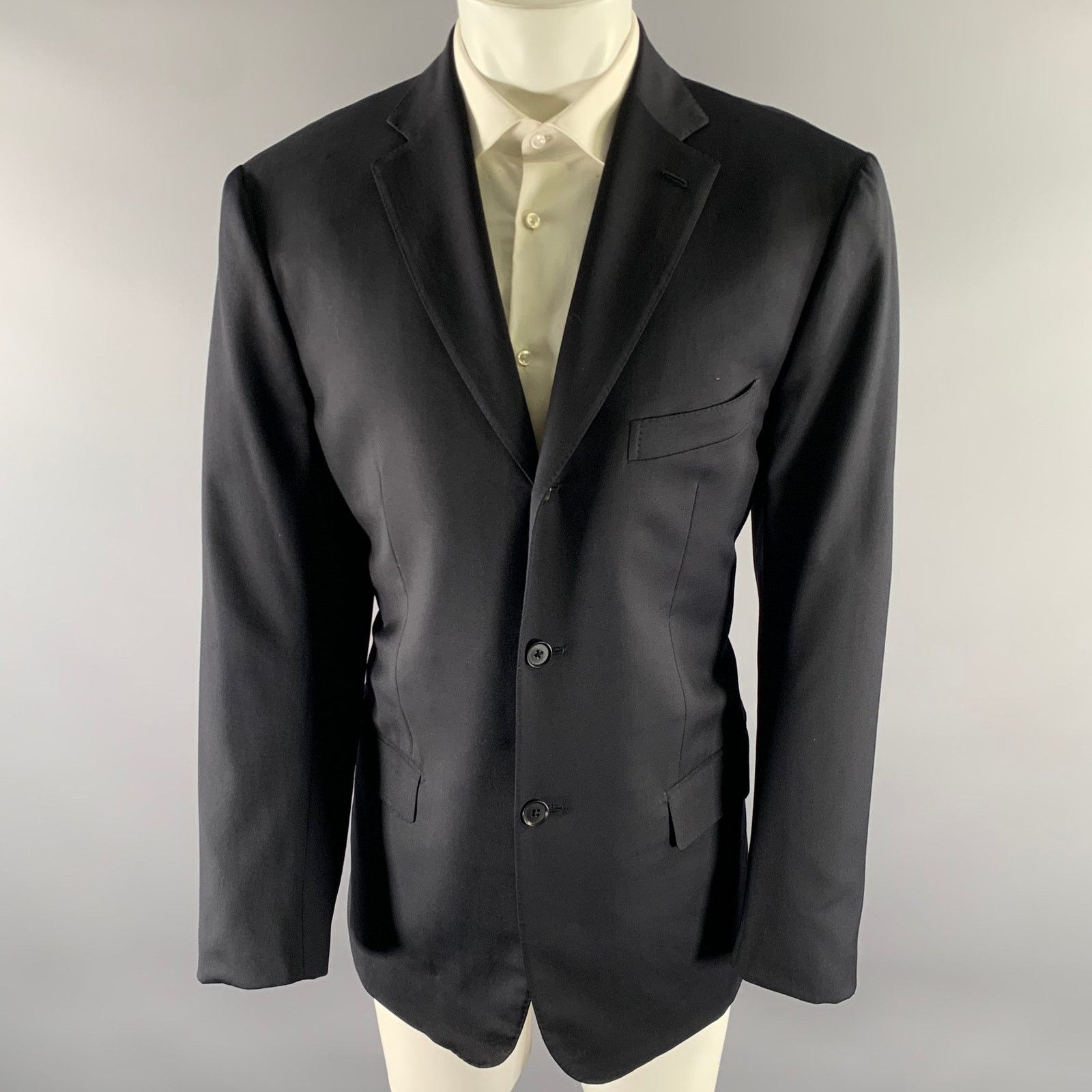 Isaia ISAIA Size 42 Black Wool Notch Lapel Sport Coat Size 42R - 1 Thumbnail