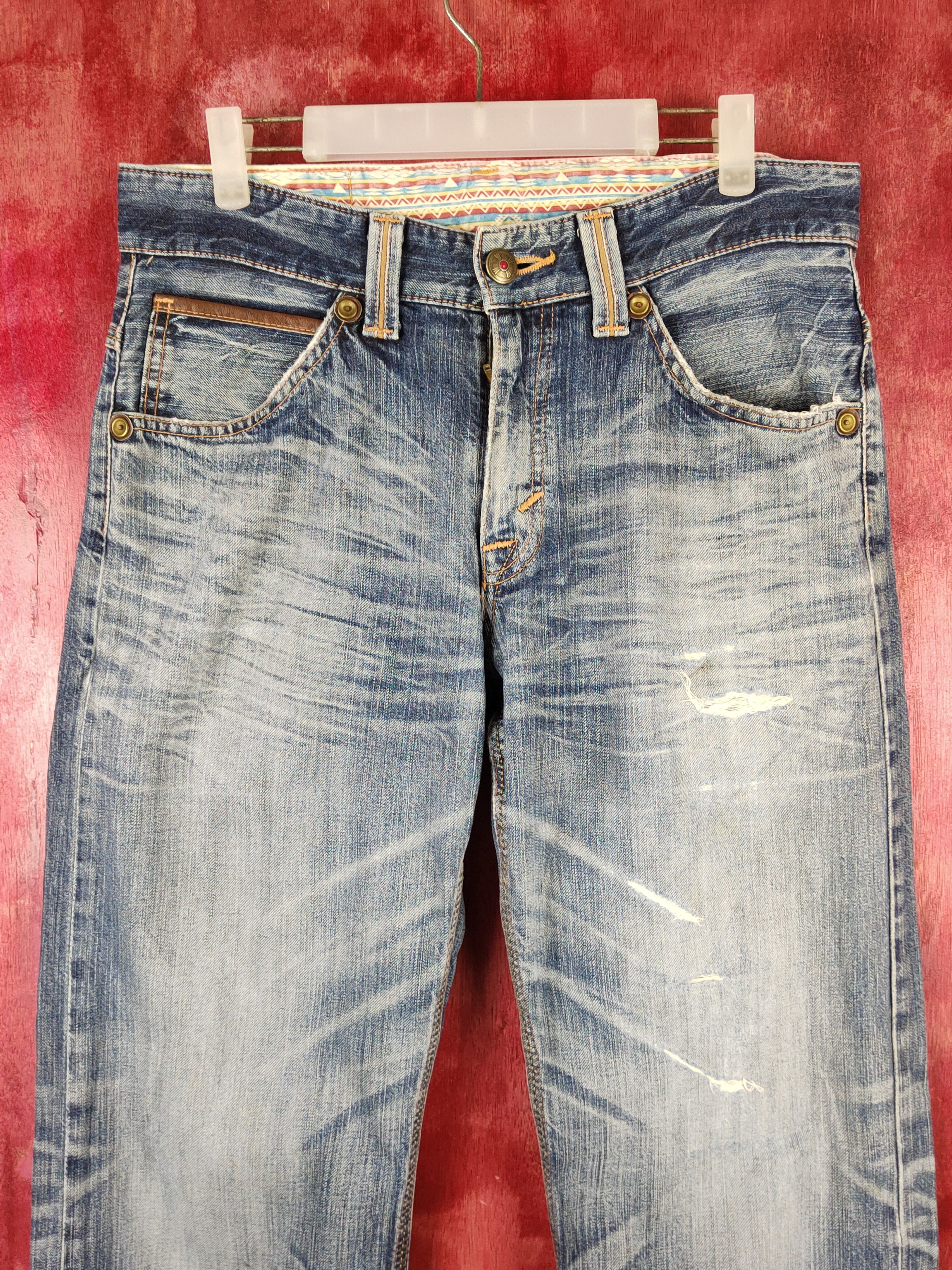 Edwin Edwin Dark Blue Distressed Ripped Jeans #S2203 Size US 33 - 2 Thumbnail