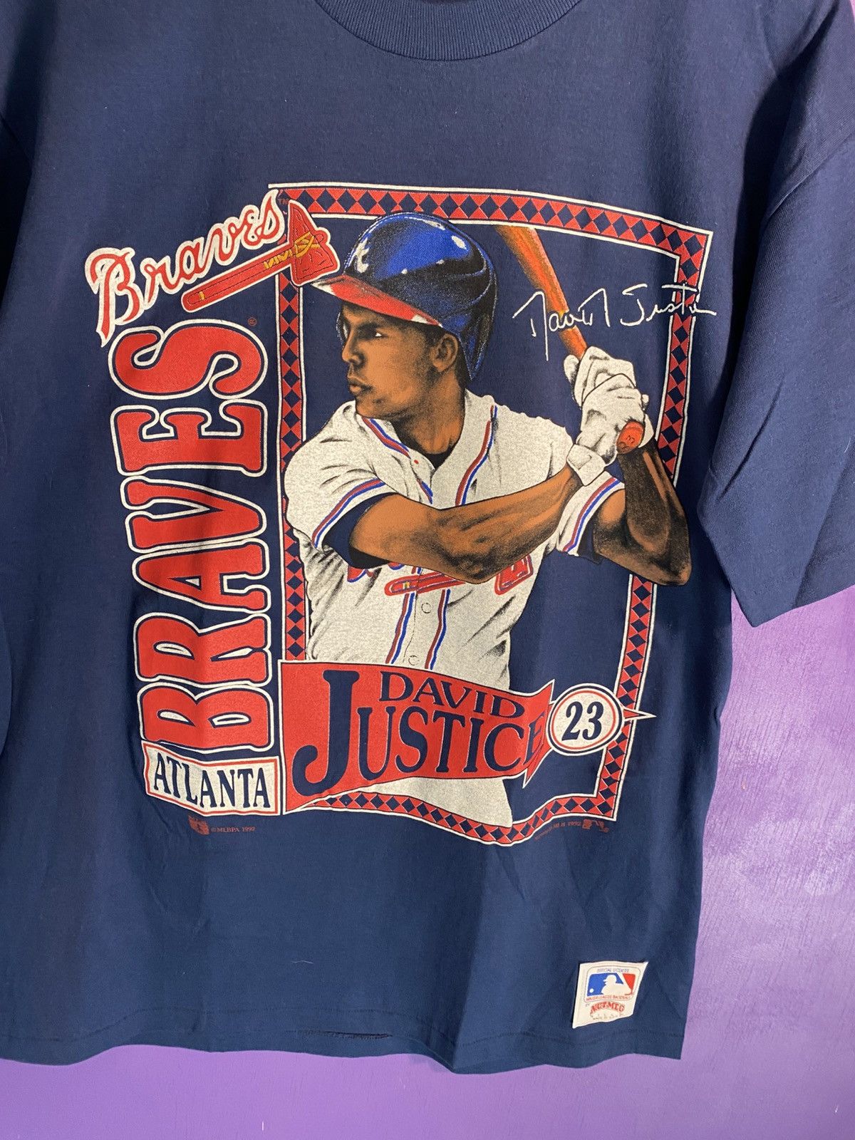 Nutmeg Vintage 90s Nutmeg Braves David justice player tee Size US XL / EU 56 / 4 - 3 Thumbnail