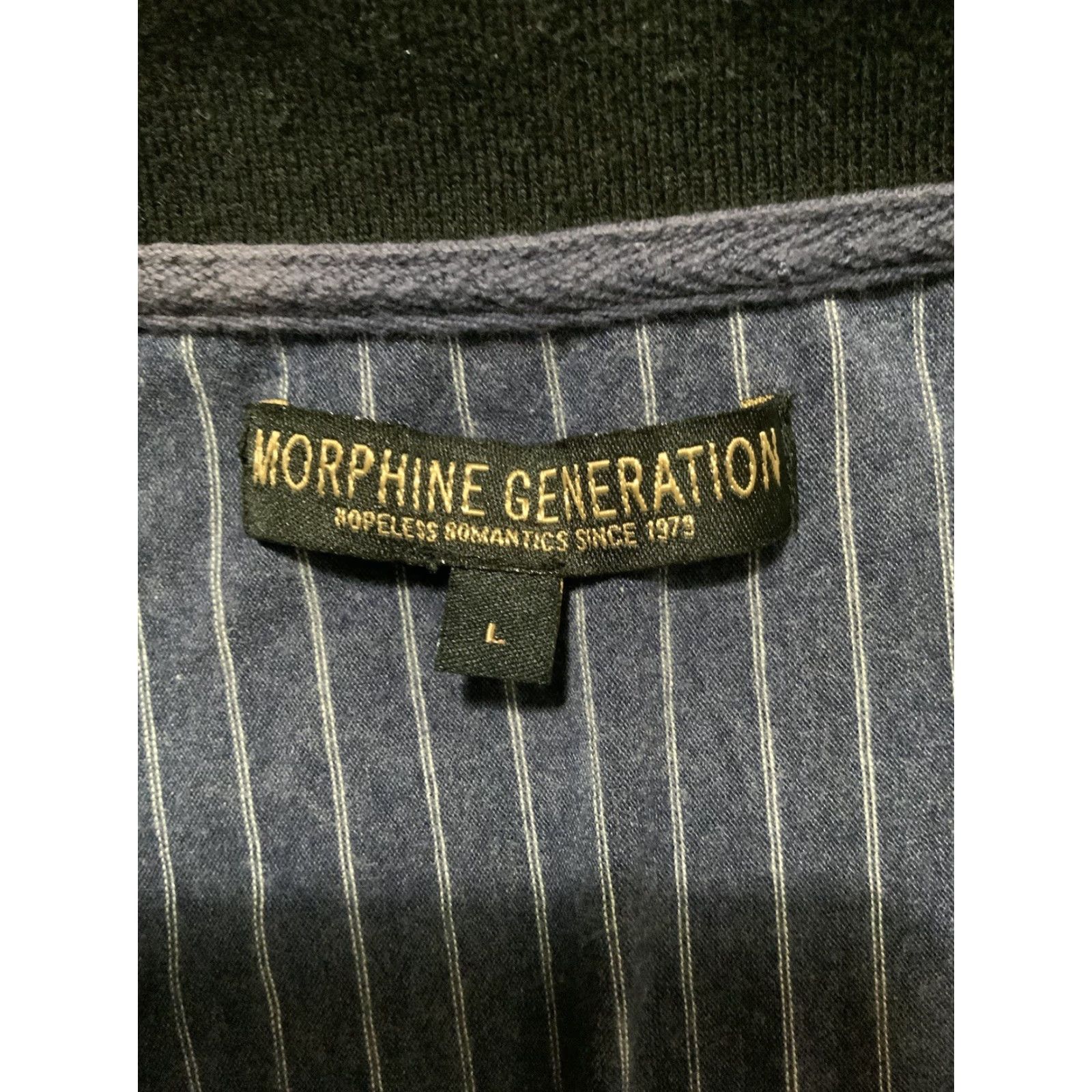 Vintage VINTAGE Morphine Generation Polo Shirt Stripe Blue White S/S Pocket Rayon L Men Size US L / EU 52-54 / 3 - 5 Thumbnail