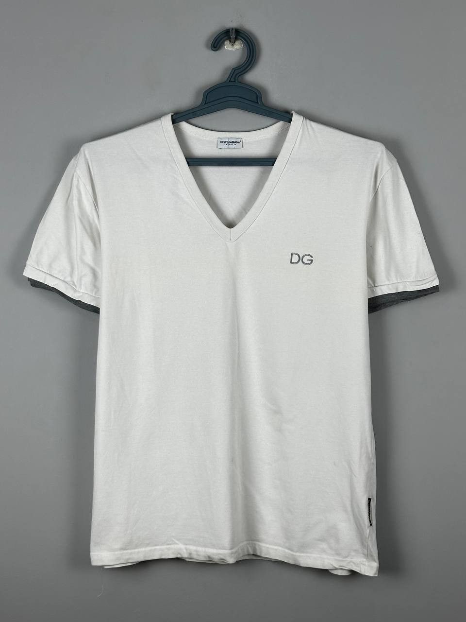 Dolce & Gabbana Dolce & Gabbana V Neck Logo White T-Shirt Size US M / EU 48-50 / 2 - 1 Thumbnail