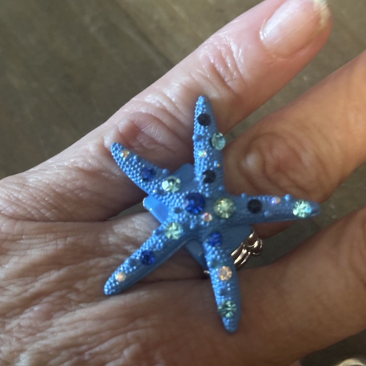 Other Blue rhinestone starfish stretch ring Size ONE SIZE - 3 Thumbnail