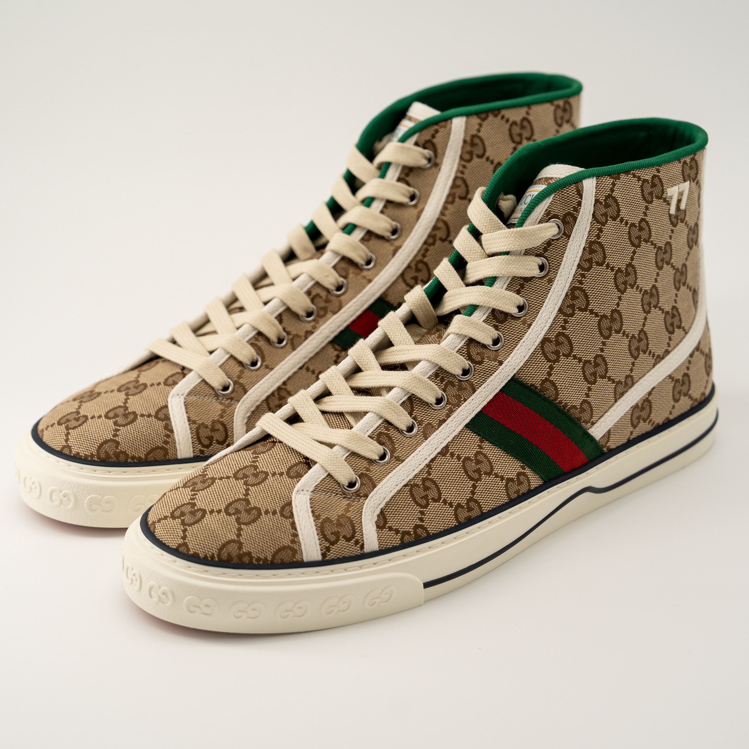 Gucci 13G 13.5 US Gucci GG Canvas Tennis 1977 Beige Hight Top Size US 14 / EU 47 - 1 Thumbnail