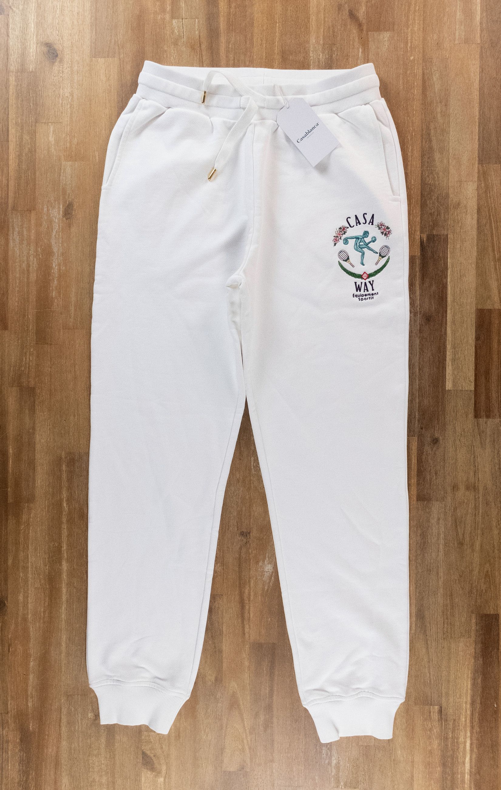 CASABLANCA white organic cotton sweatpants Medium