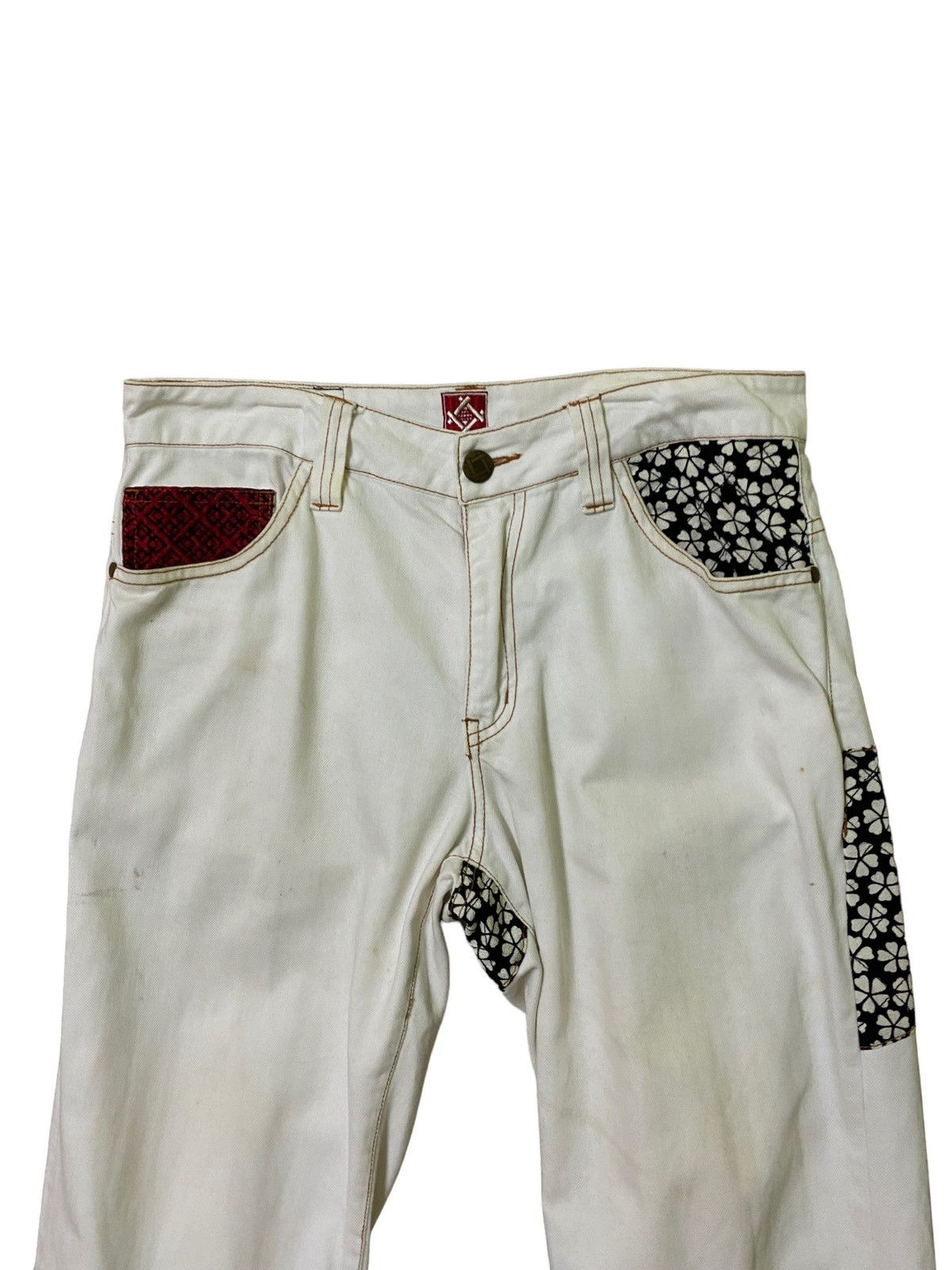 Japanese Brand Vintage Japanese Tradition Motive Patchwork Denim Jeans Size US 32 / EU 48 - 3 Thumbnail