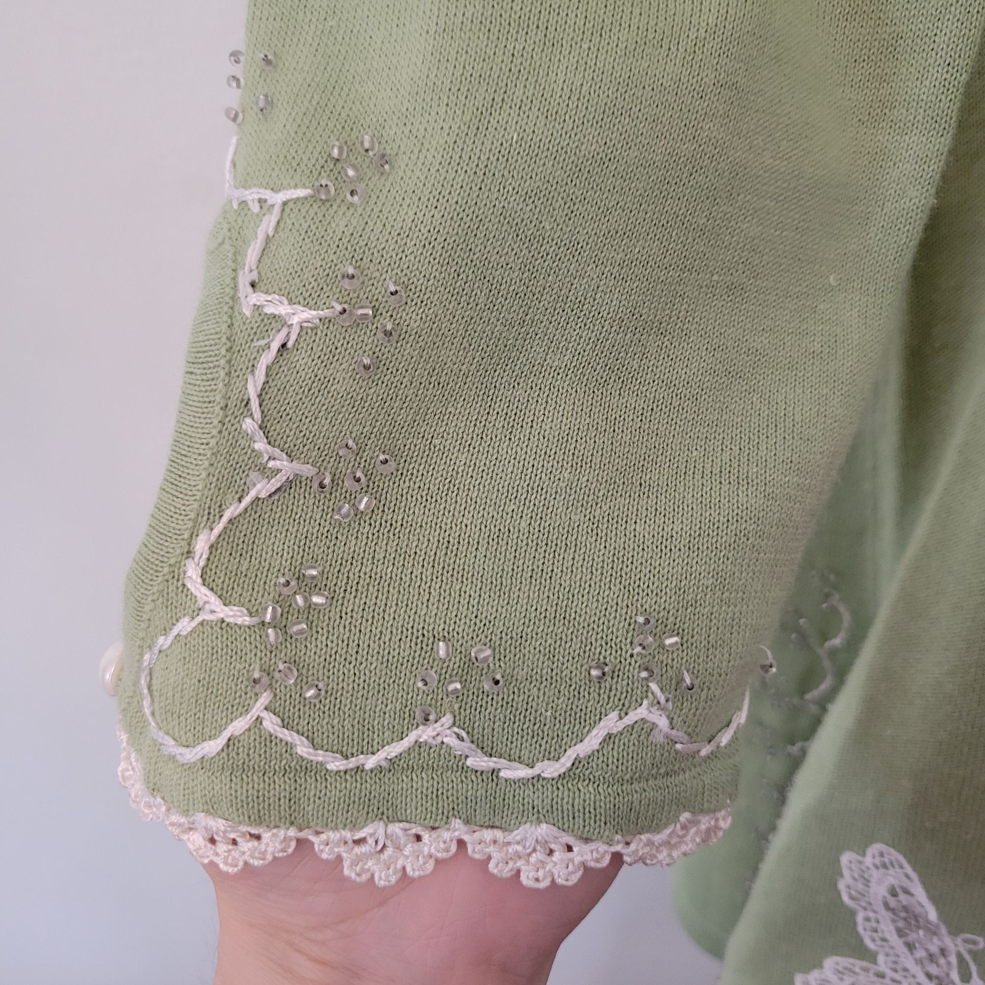 Other Storybook Knits S Shimmery Dream Green Sweater Tank Cardigan Size S / US 4 / IT 40 - 10 Thumbnail