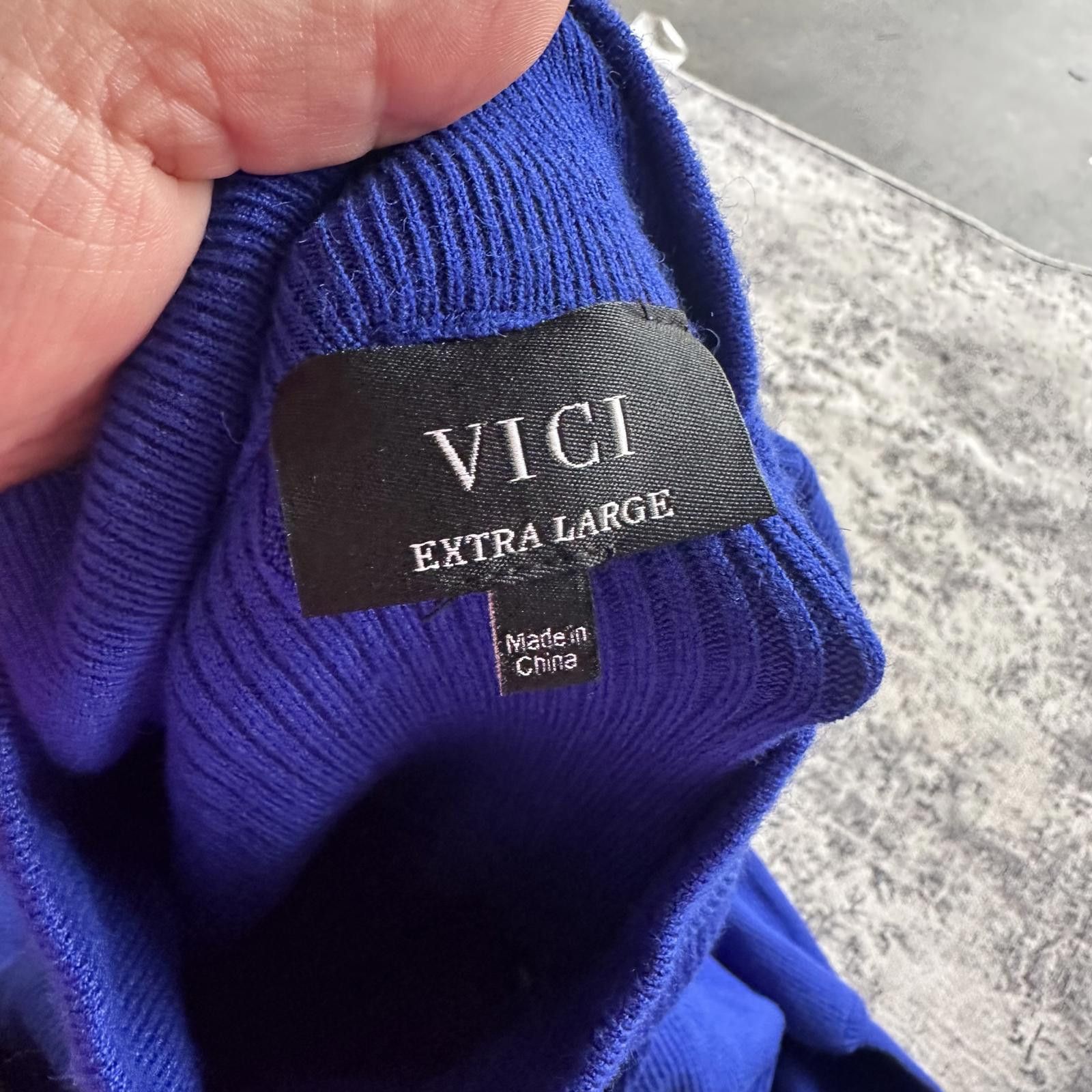 Designer VICI Extra Large Blue Mock Neck Sweater Size XL / US 12-14 / IT 48-50 - 2 Thumbnail
