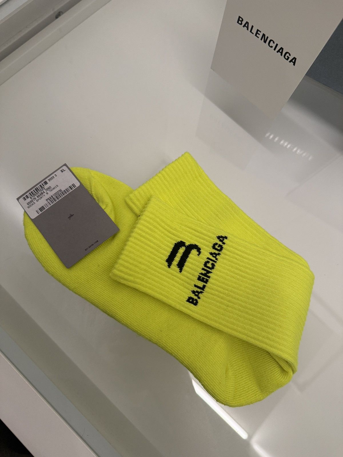 Balenciaga Balenciaga sporty B tennis socks neon yellow Size ONE SIZE - 7 Thumbnail