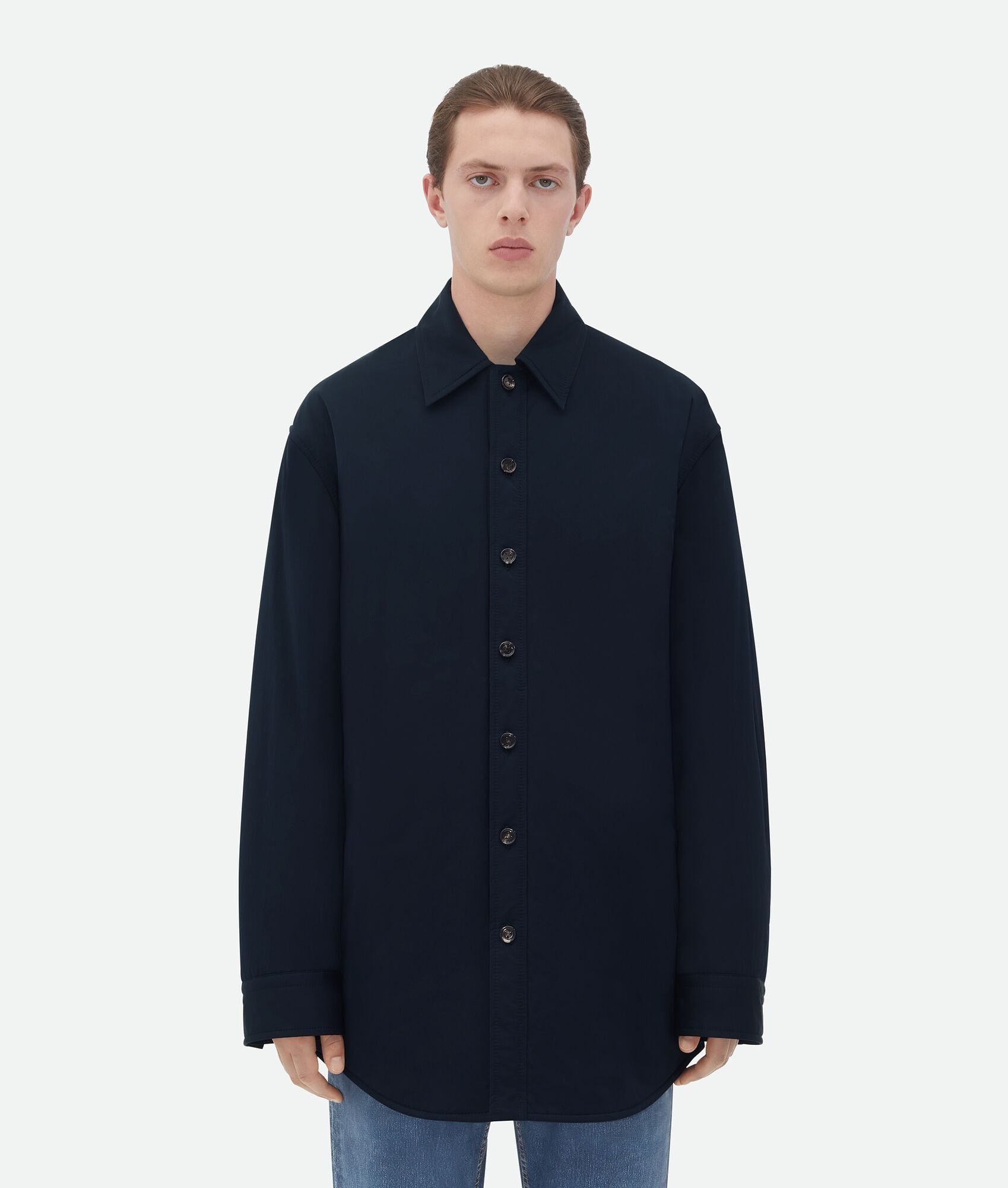 Bottega Veneta o1w1db10825 Frosted Poplin Padded Jacket in Navy Size US XS / EU 42 / 0 - 4 Thumbnail