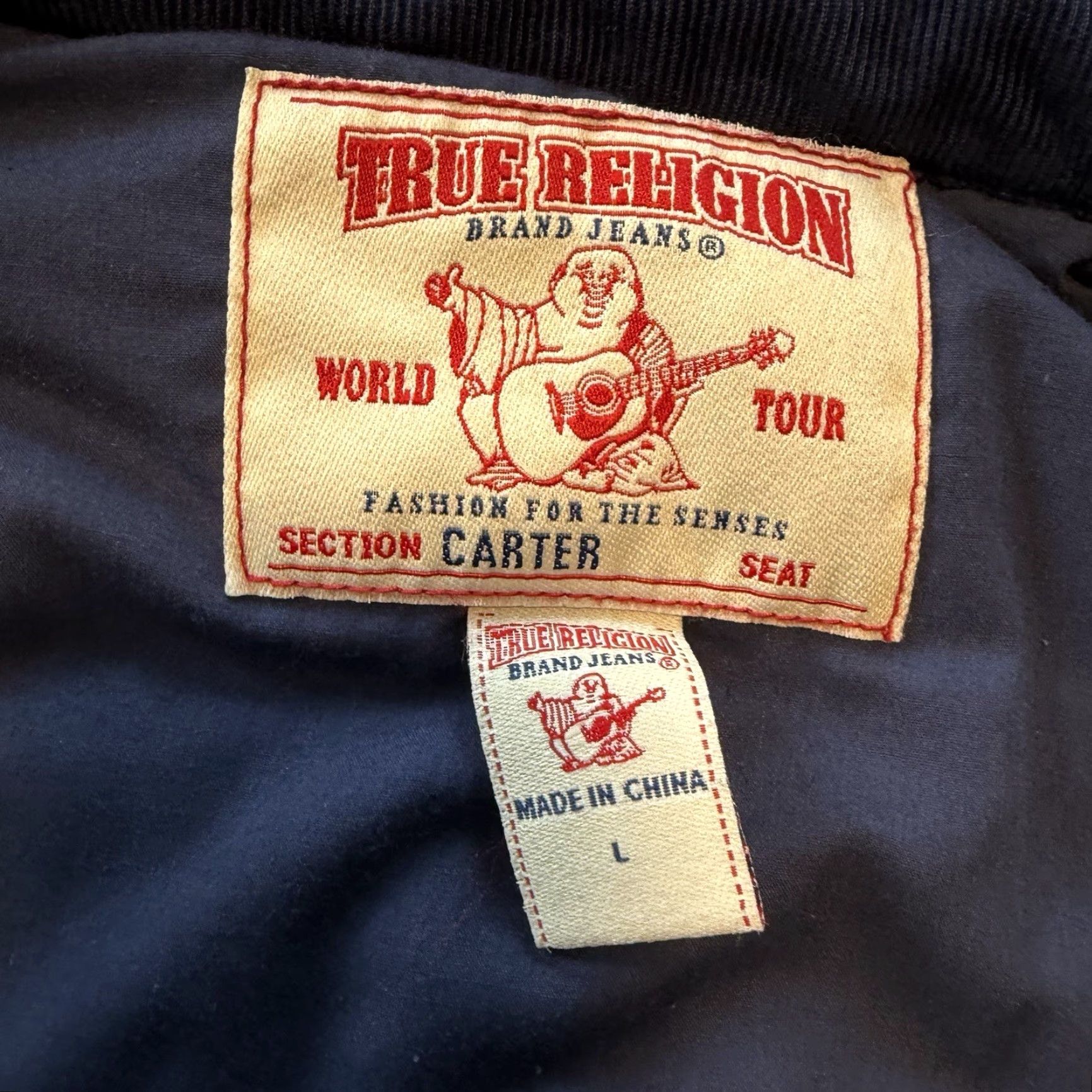 True Religion TRUE RELIGION Gilet CARTER Vest Jacket Logo Navy Blue Grey Corduroy Men’s Large READ Size US L / EU 52-54 / 3 - 3 Thumbnail