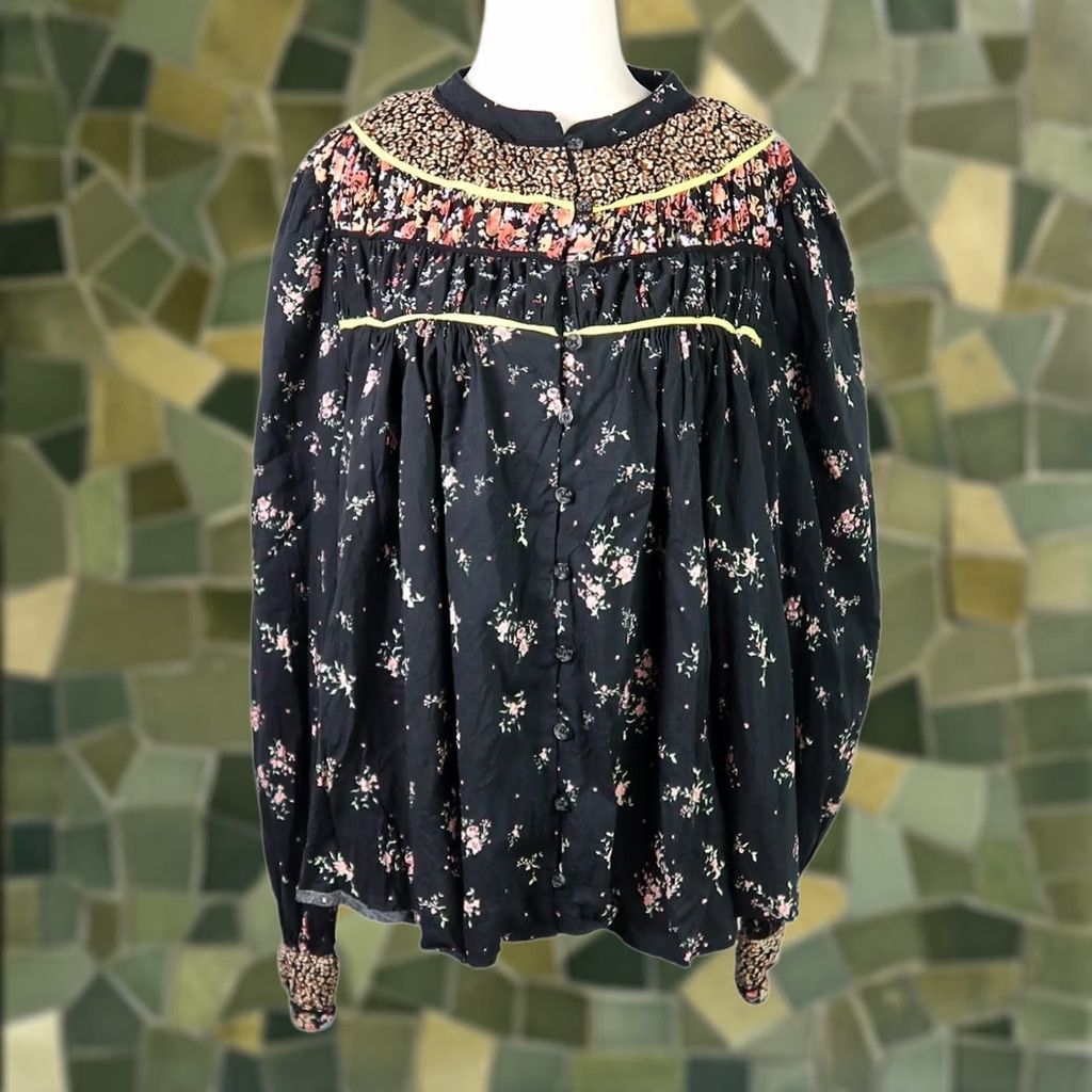Free People Free People Paloma floral print black peasant blouse flowy top M Womens Size M / US 6-8 / IT 42-44 - 1 Thumbnail