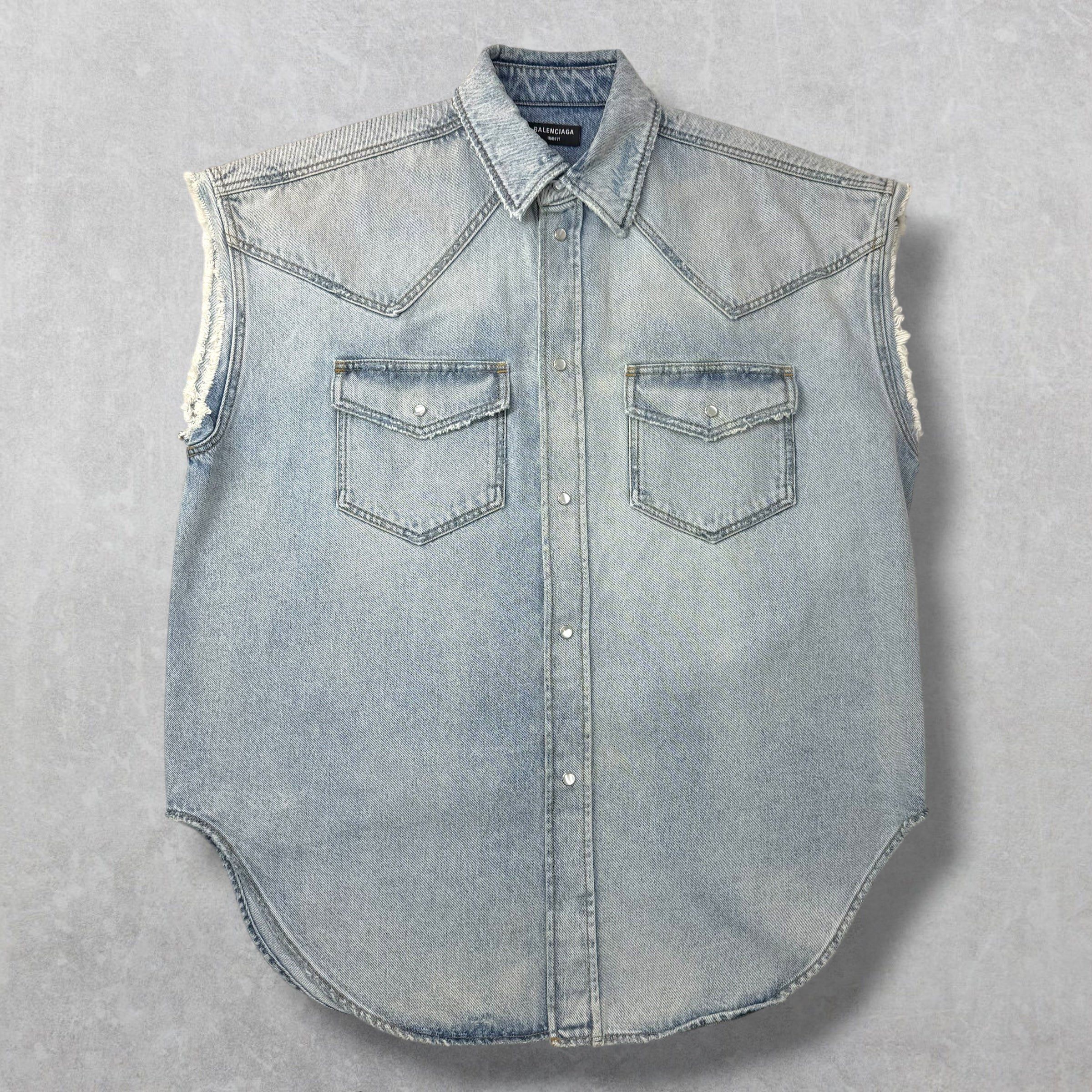 Balenciaga Balenciaga Oversized Denim Western Vest XS (XL) Size US XL / EU 56 / 4 - 1 Thumbnail