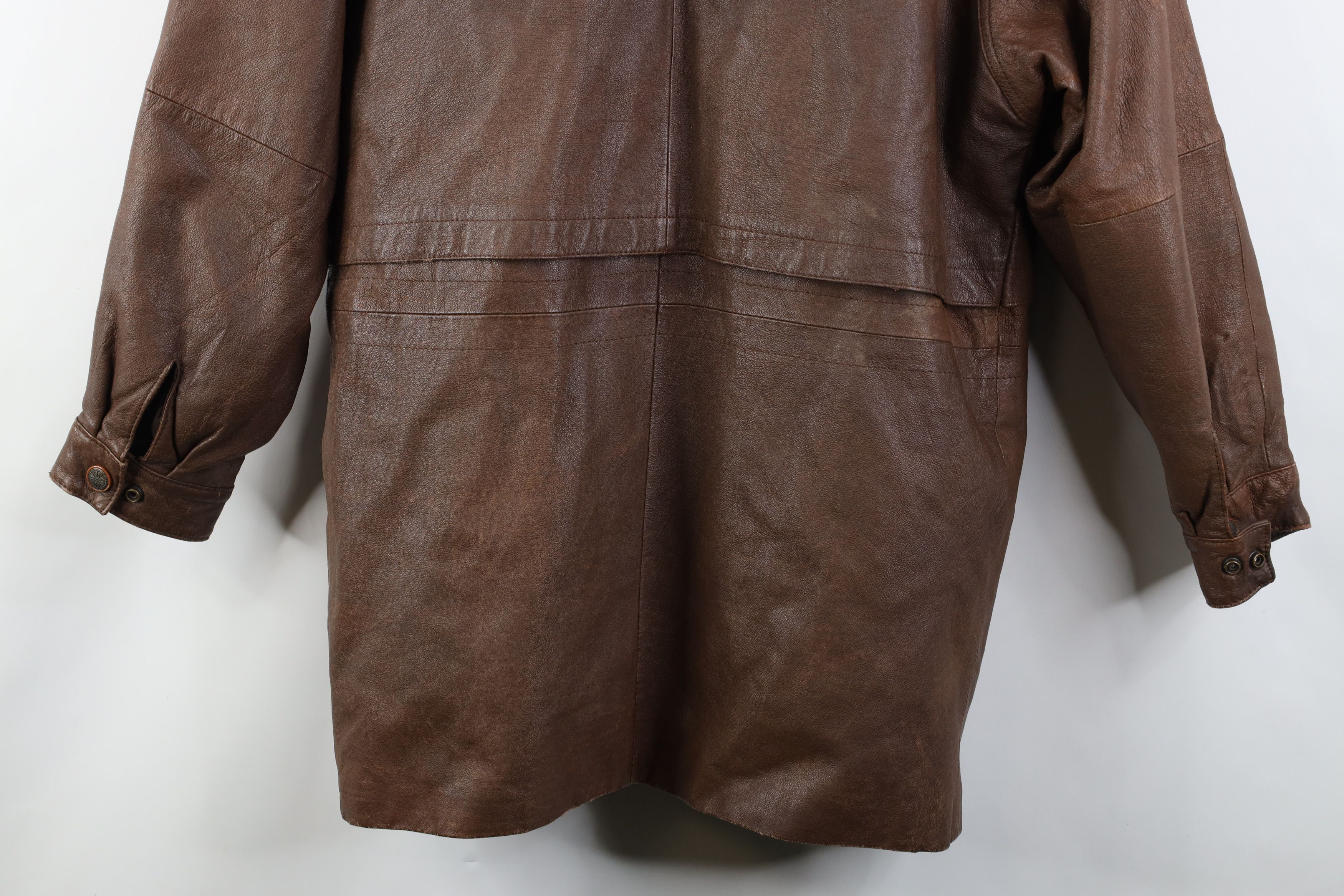 Vintage Vintage 90s Streetwear Leather Lined Jacket Coat Brown Size M / US 6-8 / IT 42-44 - 16 Thumbnail
