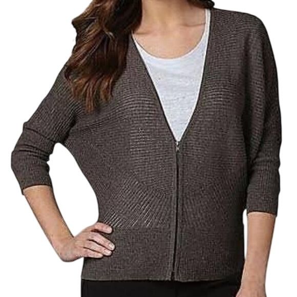 Eileen Fisher Eileen Fisher lightweight wool zip cardigan Brown Womens Siz Size L / US 10 / IT 46 - 1 Thumbnail