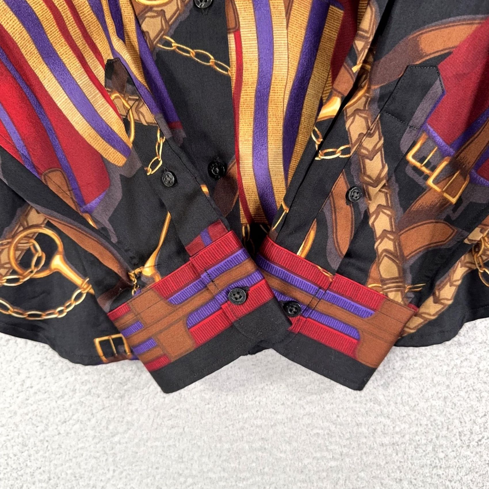 Ralph Lauren Lauren Ralph Lauren Top Womens Small Button-Up Equestrian Polo Blouse Shirt Black Geometric Print Short Sleeve? Size S / US 4 / IT 40 - 5 Thumbnail