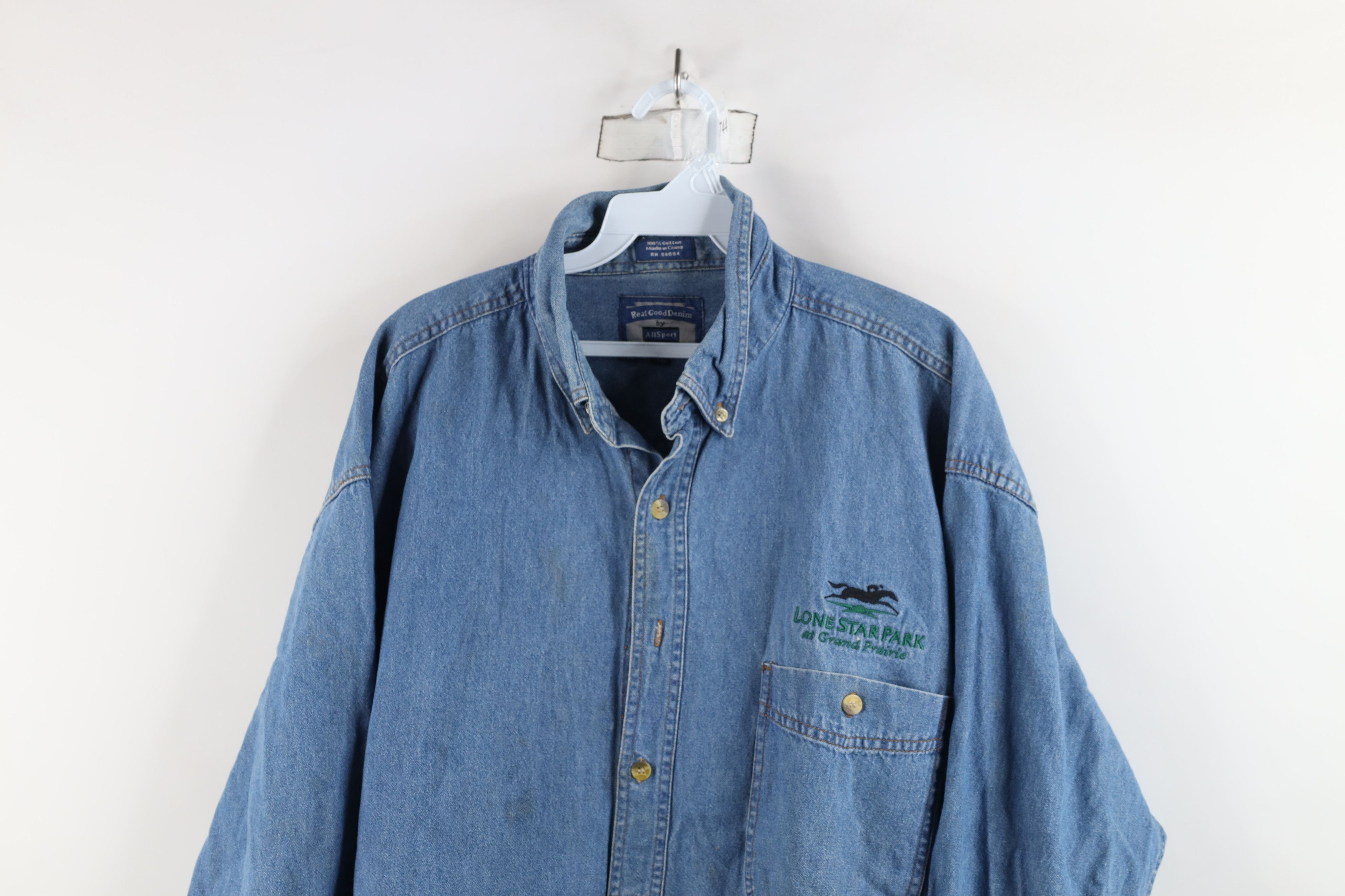 Vintage Vintage 90s Star Park Horse Racing Denim Jean Button Shirt Size US XL / EU 56 / 4 - 2 Thumbnail